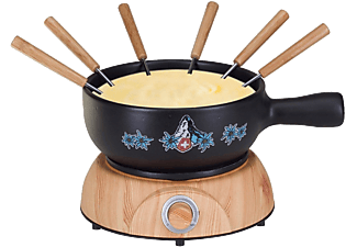 NOUVEL NOUVEL Set da fonduta di formaggio elettrico "Valais Wood" Edizione Limitata - 8 parti - Nero/Marrone - Set da fonduta di formaggio elettrico (Nero/Marrone)