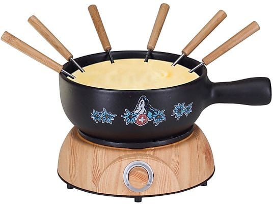 NOUVEL Valais Wood Limited Edition - Set à fondue au fromage électrique (Noir/Brun)