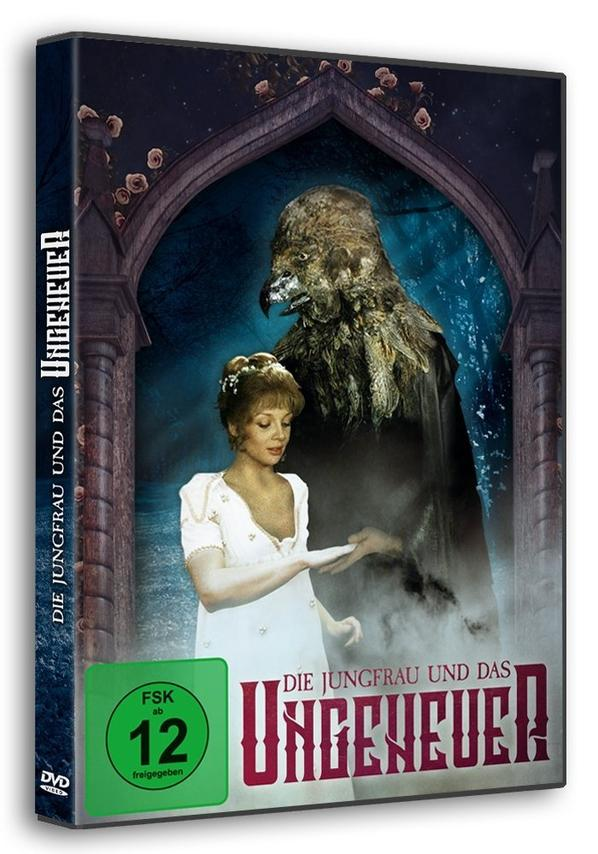 DVD-Cover mit Frau und Monster. Titel ist auf Deutsch. Dunkler Hintergrund.