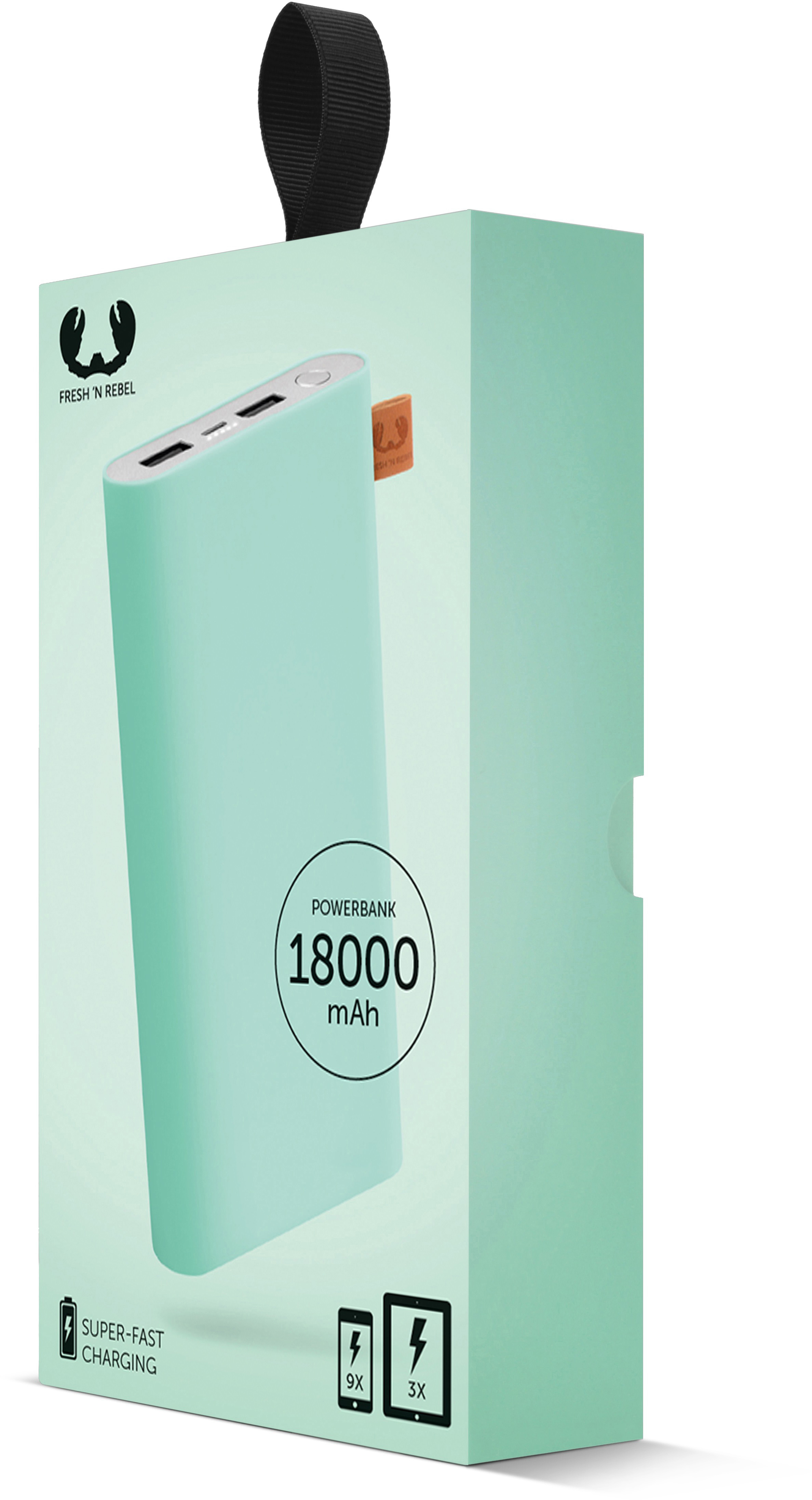 FRESH ‘N REBEL Peppermint Powerbank 18000 mAh Türkis