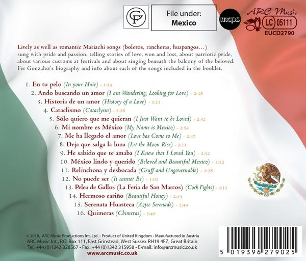 CD-Rückseite mit Titelliste, mexikanischem Flaggen-Design und Textdetails.