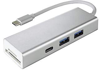 HAMA Aluminium - USB-Hub und Kartenleser (Silber)