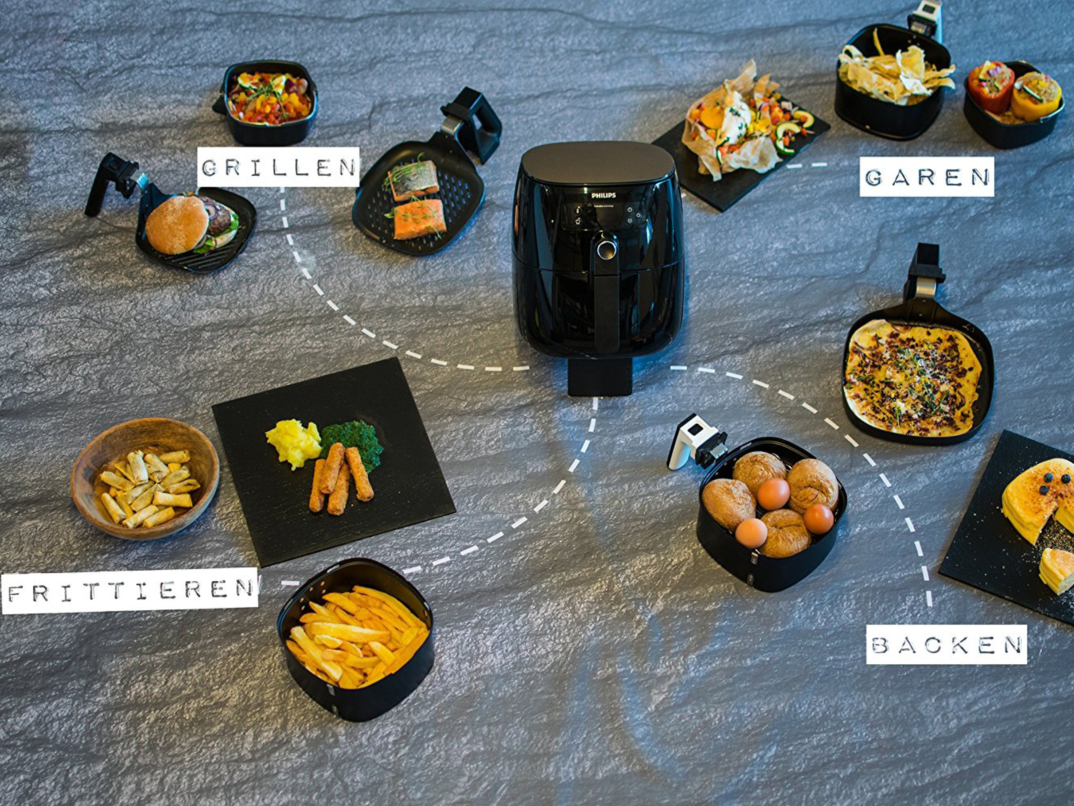 PHILIPS Heißluftfritteuse HD9641/90 Airfryer TurboStar, schwarz Heißluftfritteuse (800 g, 1425 Watt, Schwarz)