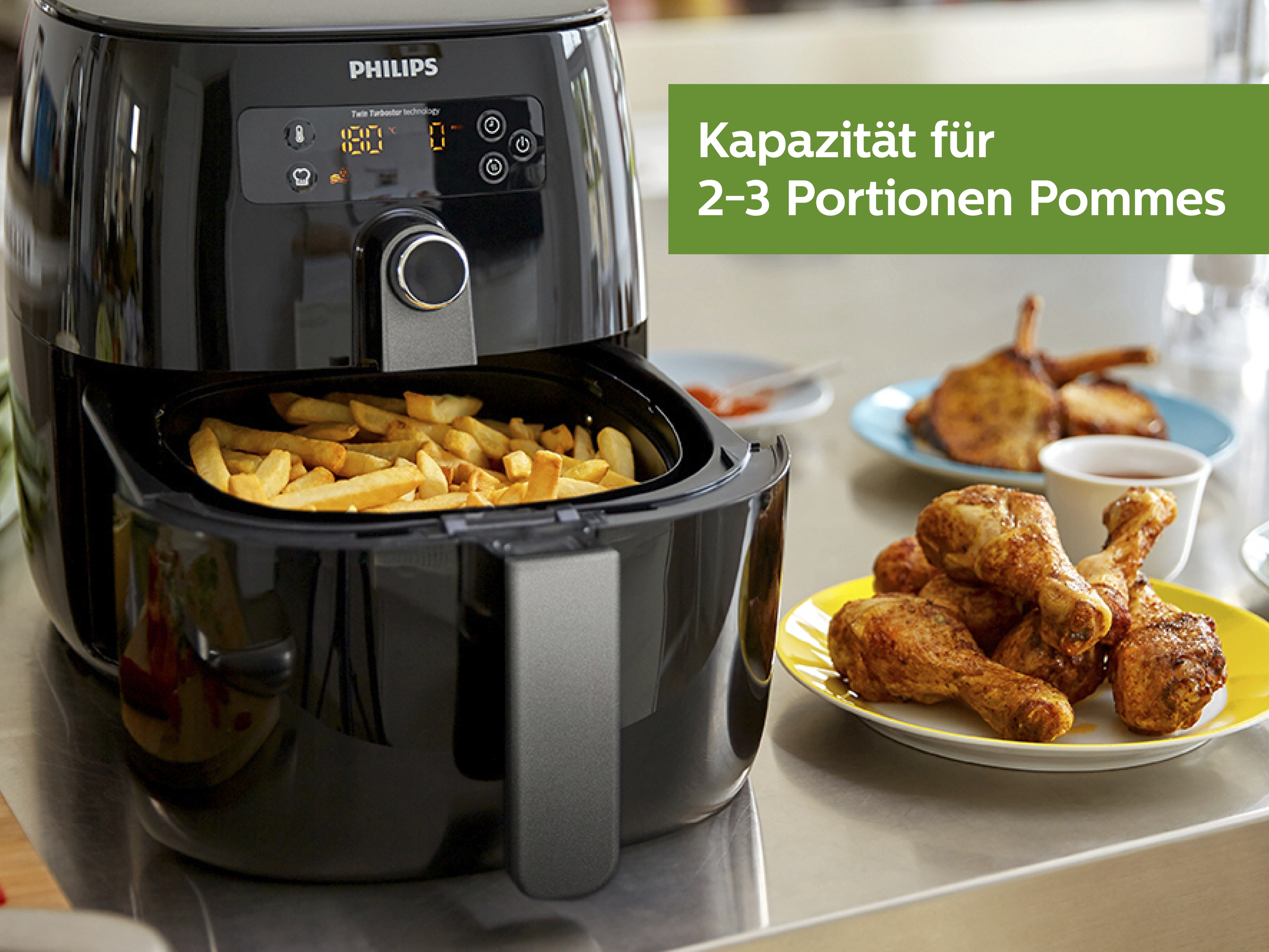 PHILIPS Heißluftfritteuse HD9641/90 Airfryer TurboStar, schwarz Heißluftfritteuse (800 g, 1425 Watt, Schwarz)