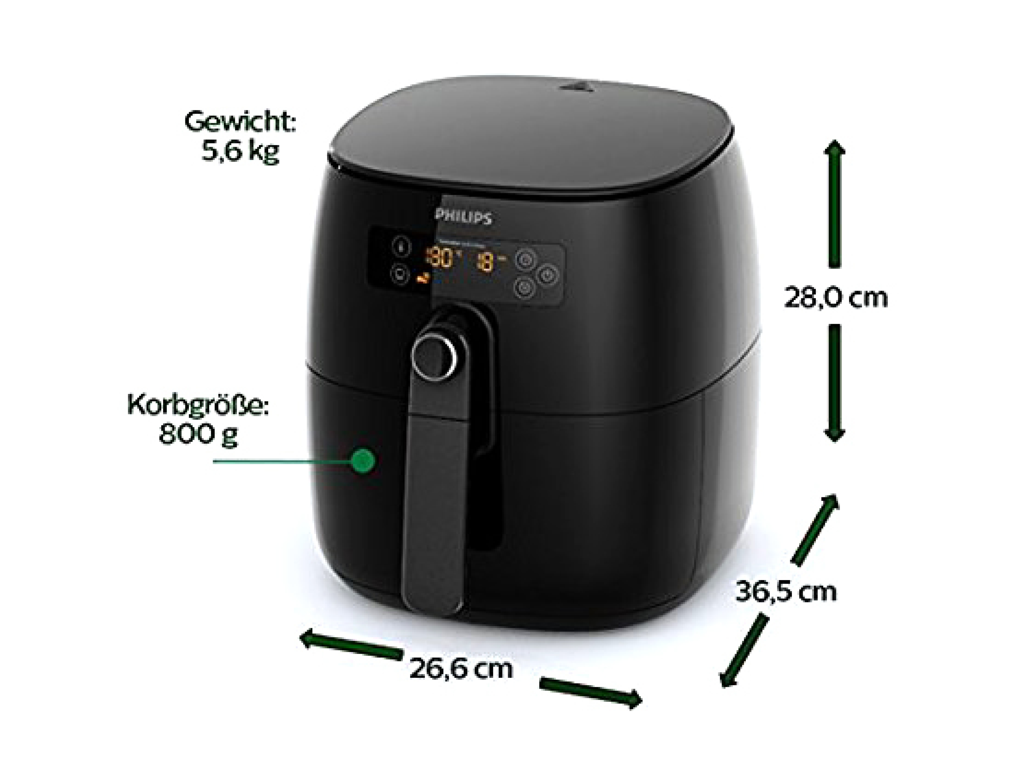 PHILIPS Heißluftfritteuse HD9641/90 Airfryer TurboStar, schwarz Heißluftfritteuse (800 g, 1425 Watt, Schwarz)