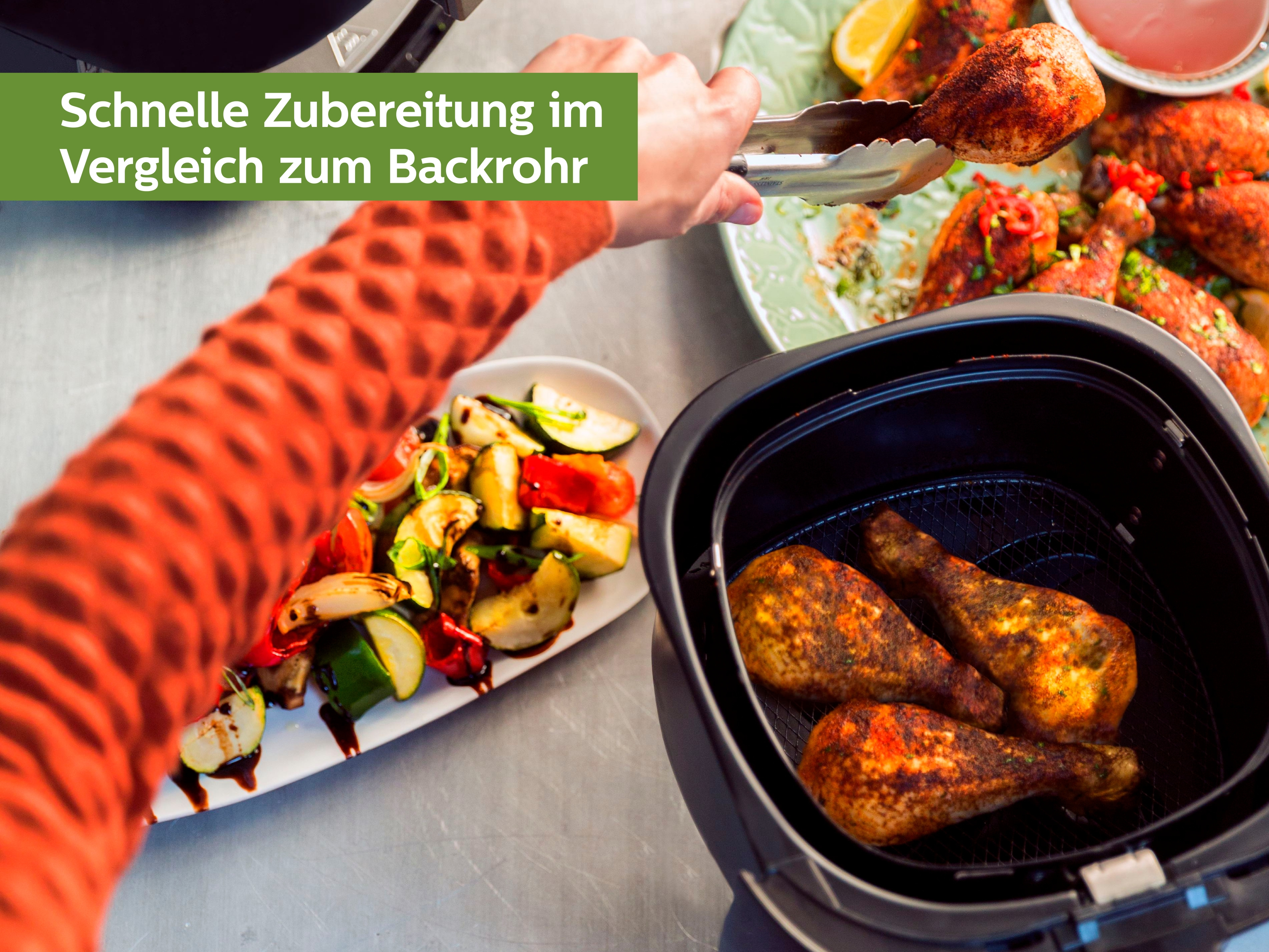 PHILIPS Heißluftfritteuse HD9641/90 Airfryer TurboStar, schwarz Heißluftfritteuse (800 g, 1425 Watt, Schwarz)