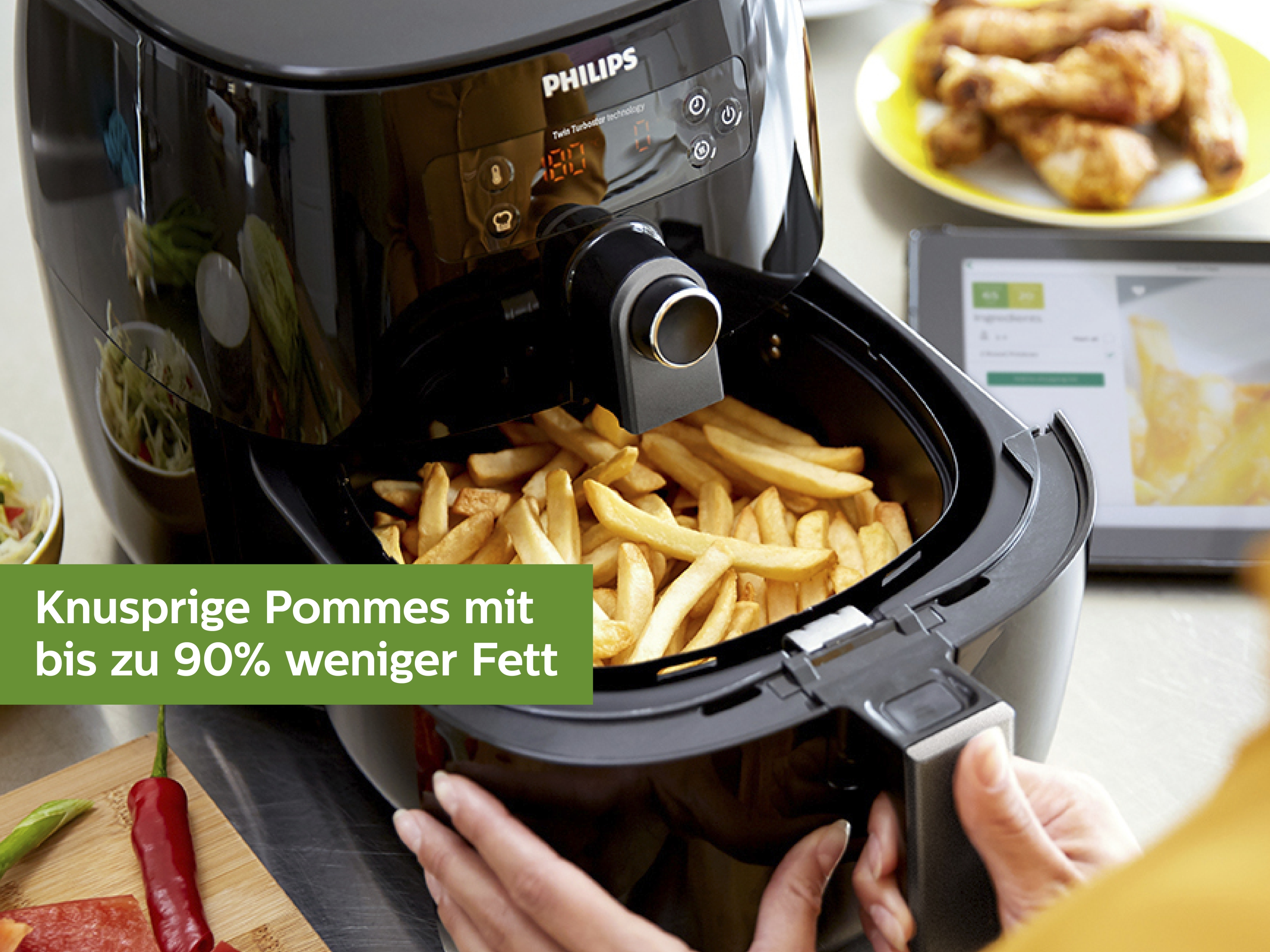 PHILIPS Heißluftfritteuse HD9641/90 Airfryer TurboStar, schwarz Heißluftfritteuse (800 g, 1425 Watt, Schwarz)