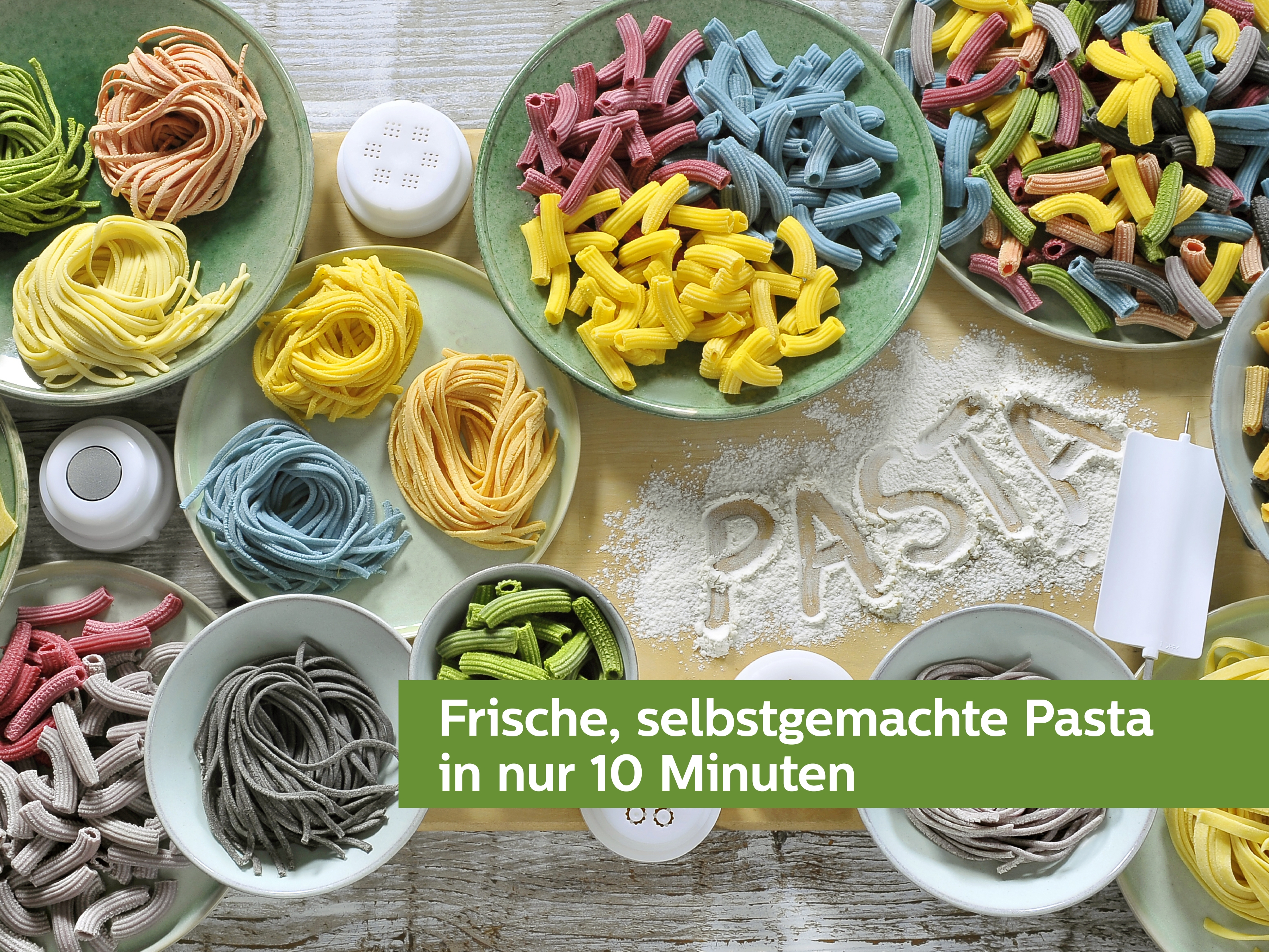 PHILIPS Pastamaker HR2358/12 für frische selbstgemachte Pasta in 10 Minuten, 8 Formen, Wiegefunktion