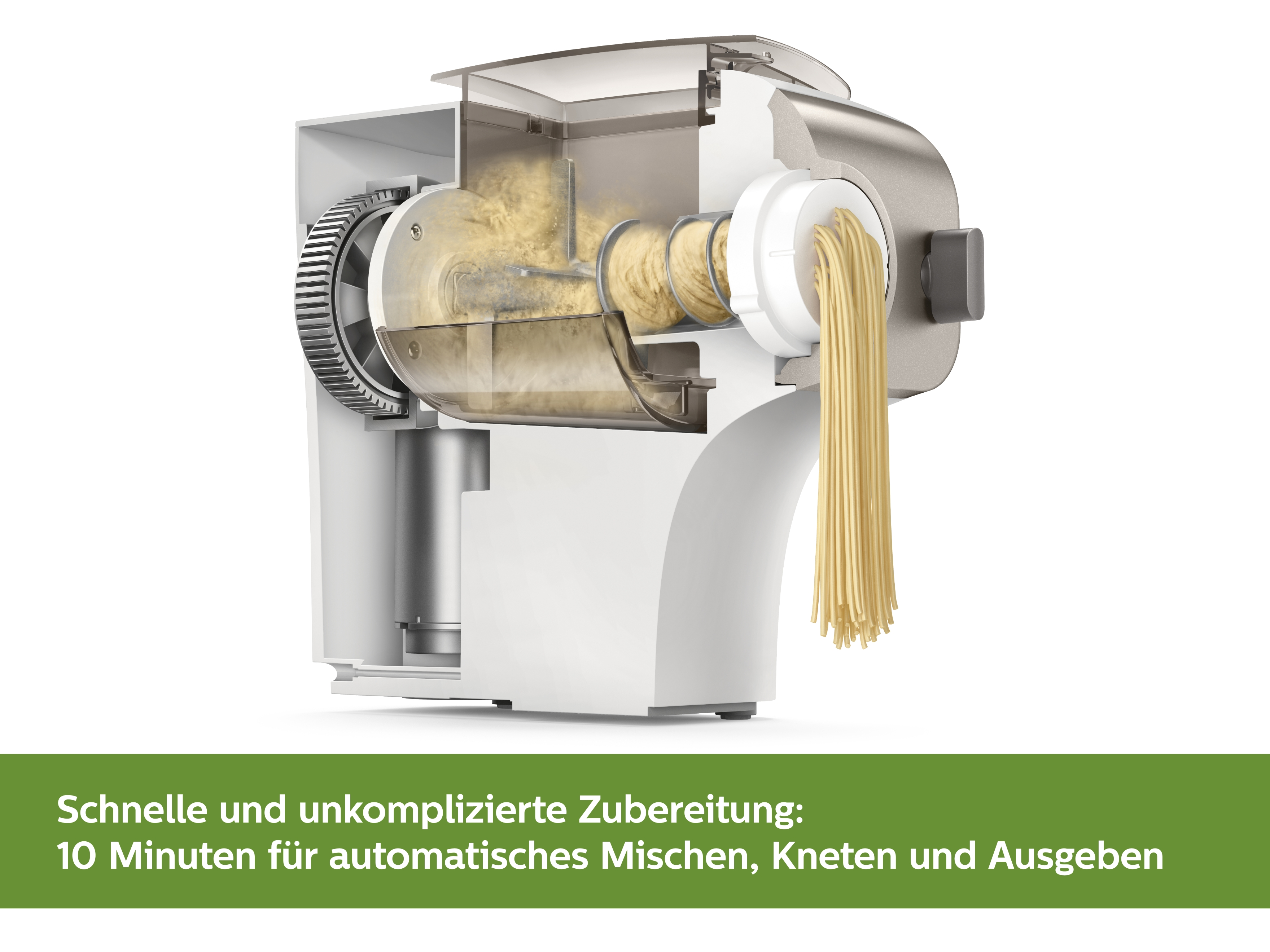 PHILIPS Pastamaker HR2358/12 für frische selbstgemachte Pasta in 10 Minuten, 8 Formen, Wiegefunktion