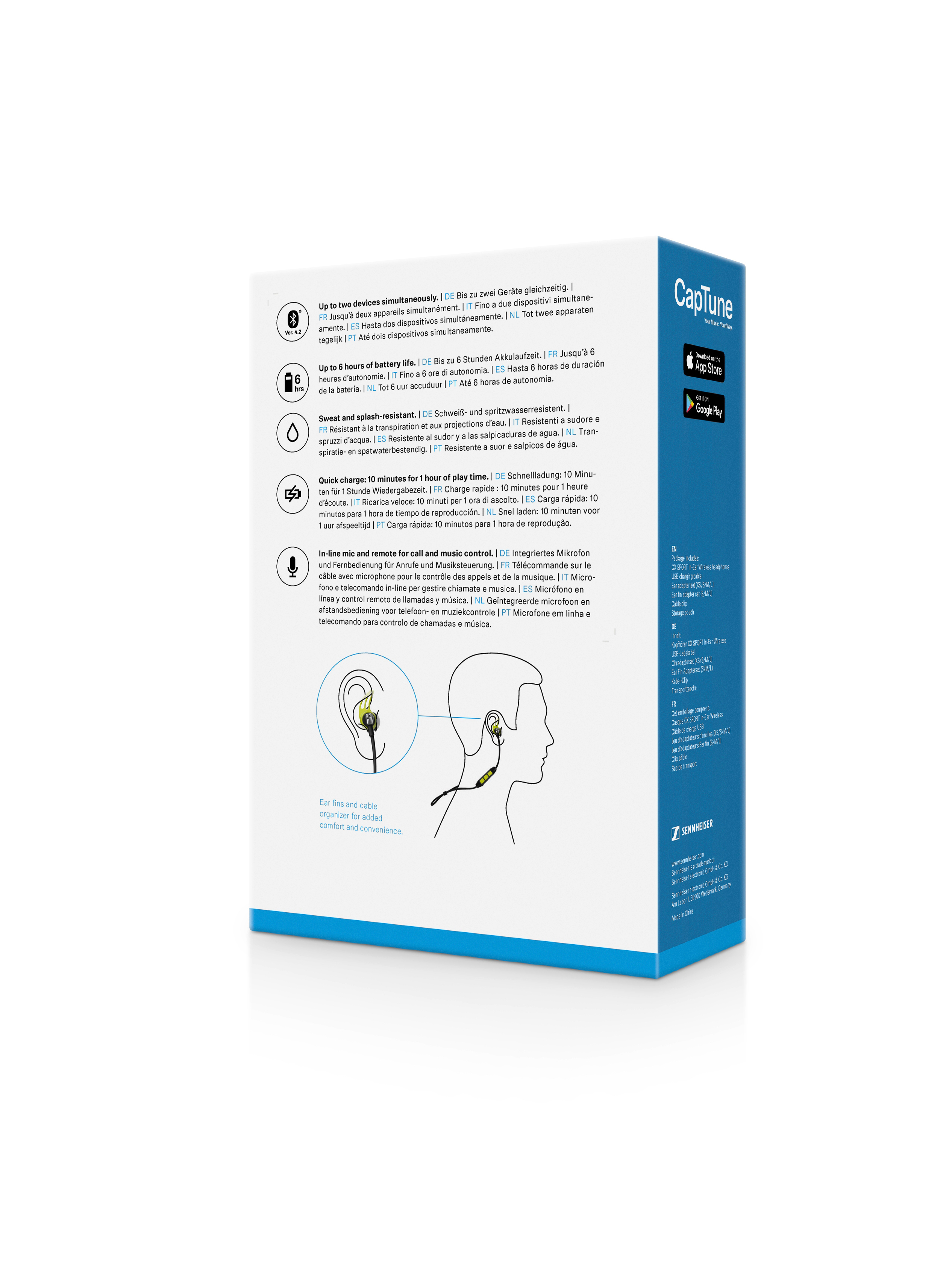 SENNHEISER CX SPORT, In-ear Kopfhörer Bluetooth Schwarz/Lime