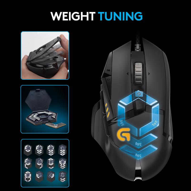 LOGITECH G502 Proteus Spectrum Gaming Maus, Schwarz