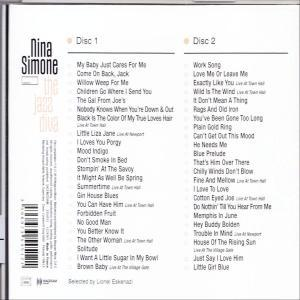 Achterkant van Nina Simone's jazzalbum, met de nummers op twee schijven.