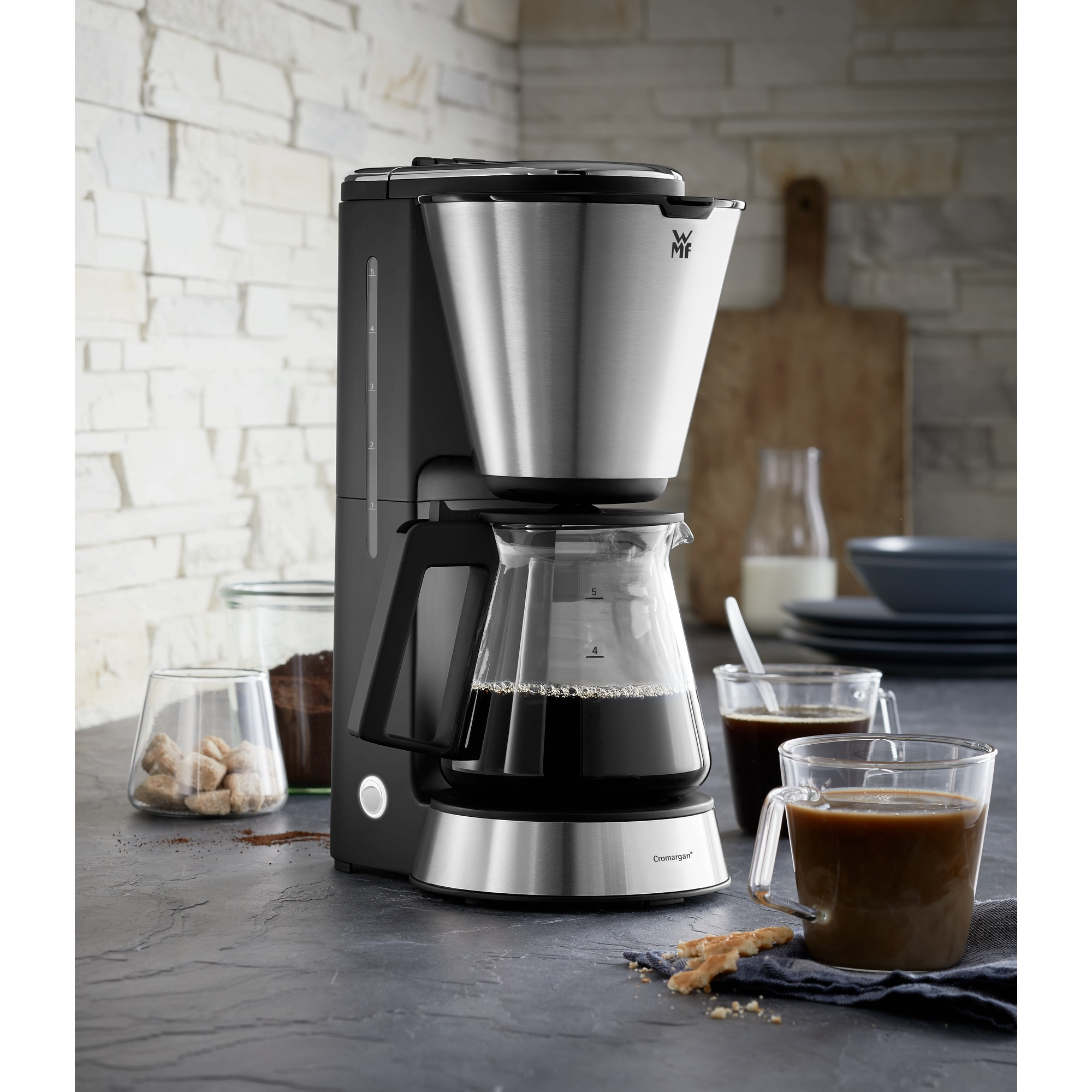 WMF  KITCHENminis Aroma - Filterkoffiezetapparaat - Inhoud watertank: 0,625 l - Type kan: Aroma glazen-kan  - Zilver