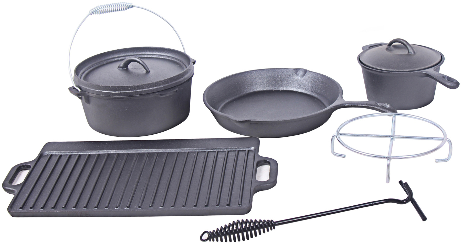 EL FUEGO AY 466 Dutch oven 7-tlg. Feuertopf-Set Gusseisen