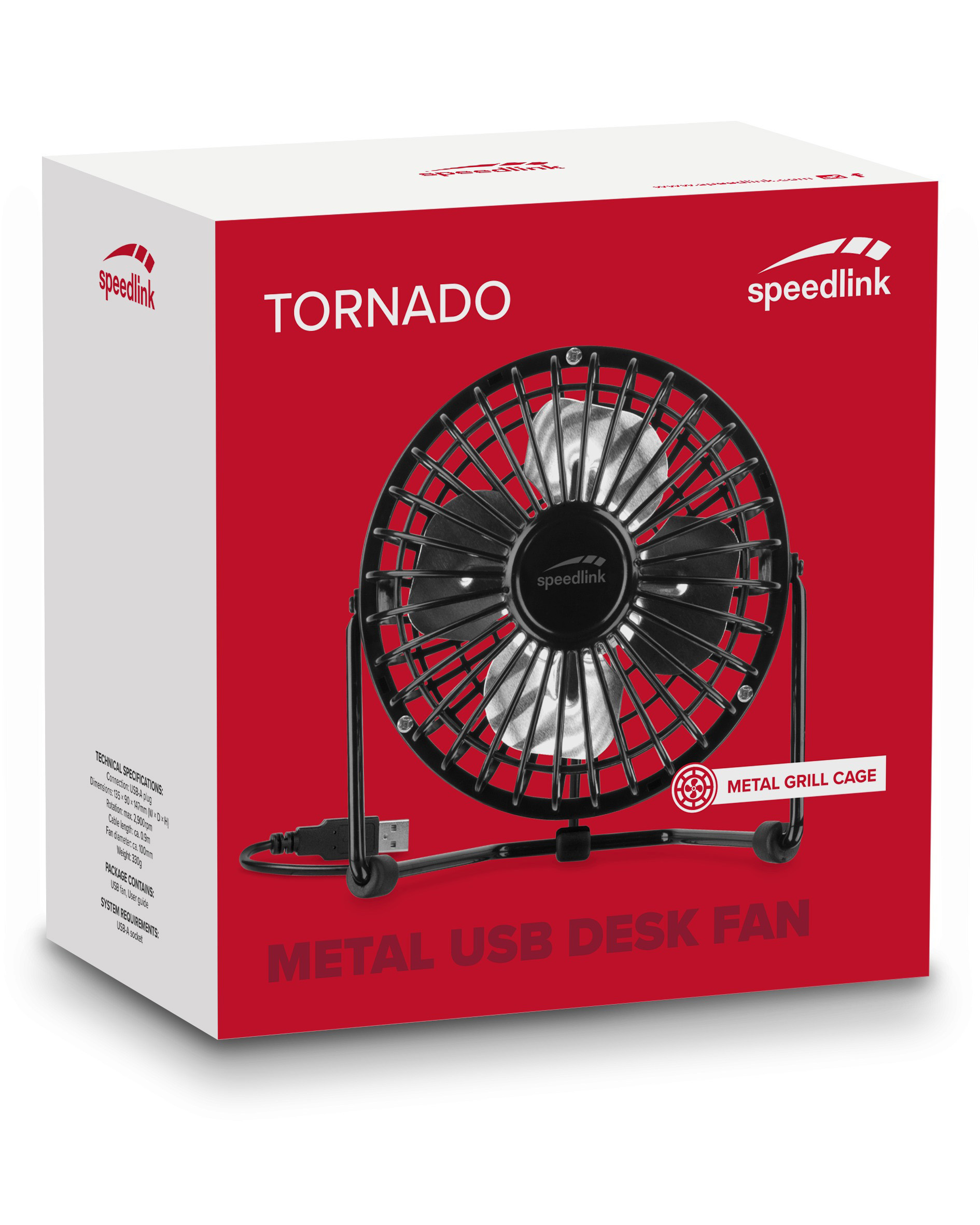 Tornado Metal USB Schwarz SPEEDLINK Desk Fan,