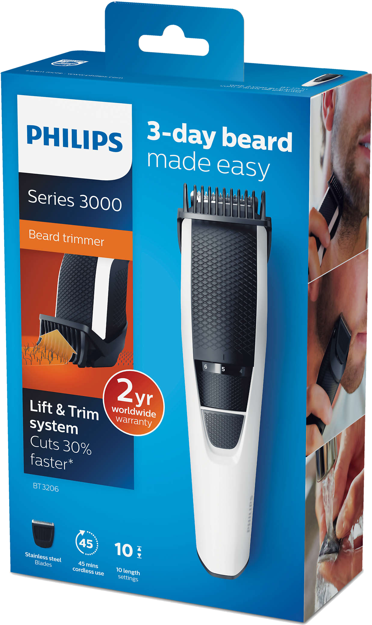 Philips Series 3000 szakállvágó doboz a vágó képével.