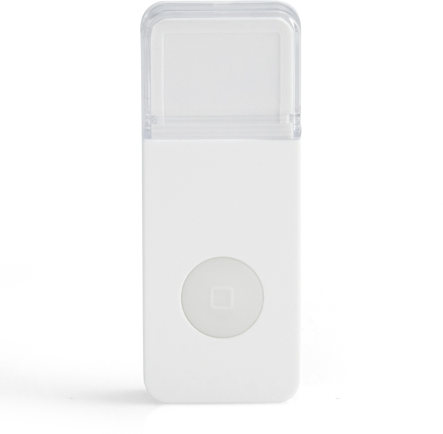 White night light with a clear cover. Square button on the front. Isolated on white.