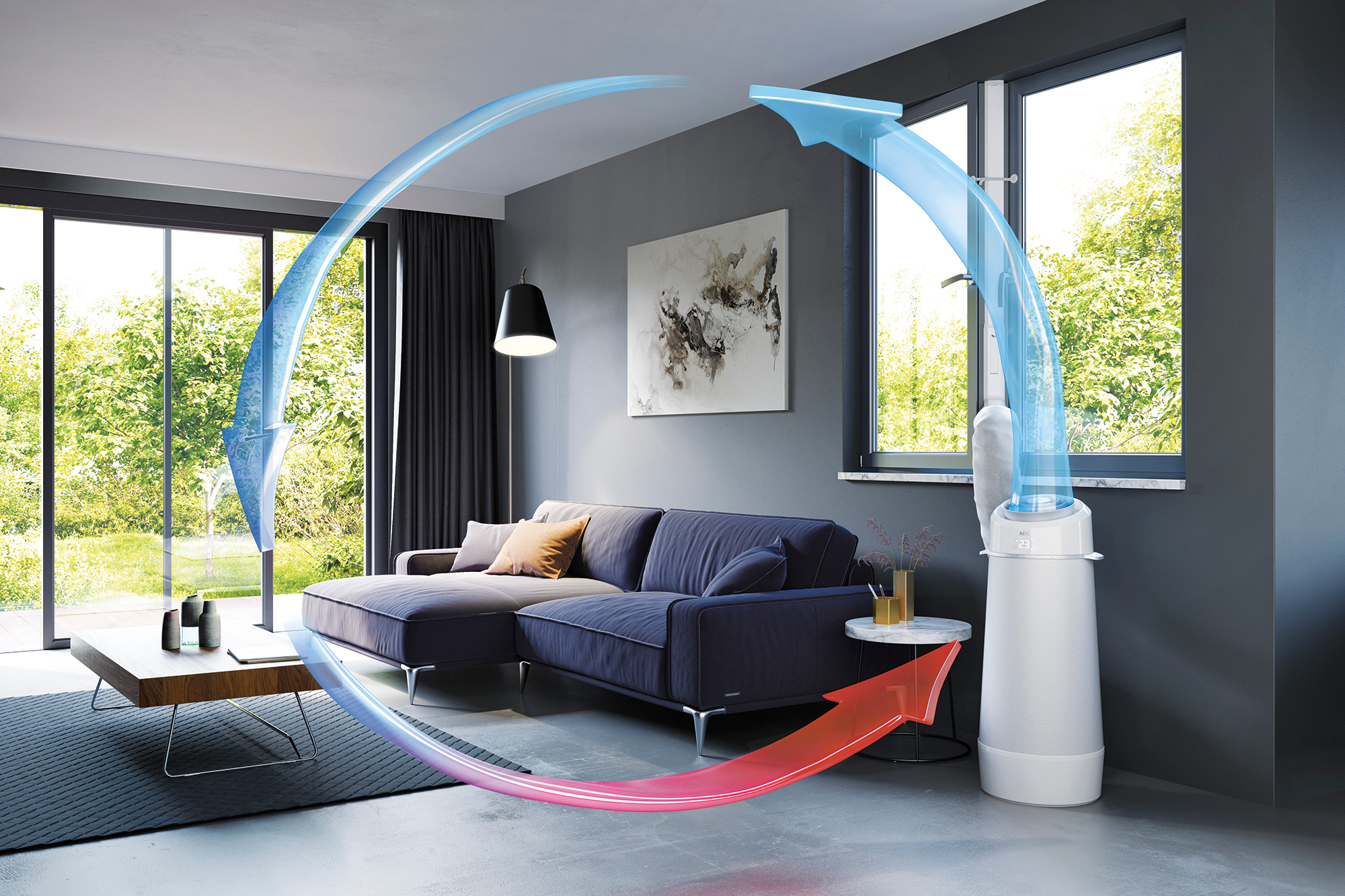AEG AirOundio AXP26V578HW Klimagerät Silber/ Weiß (Max. Raumgröße: 40 m², EEK: A+)