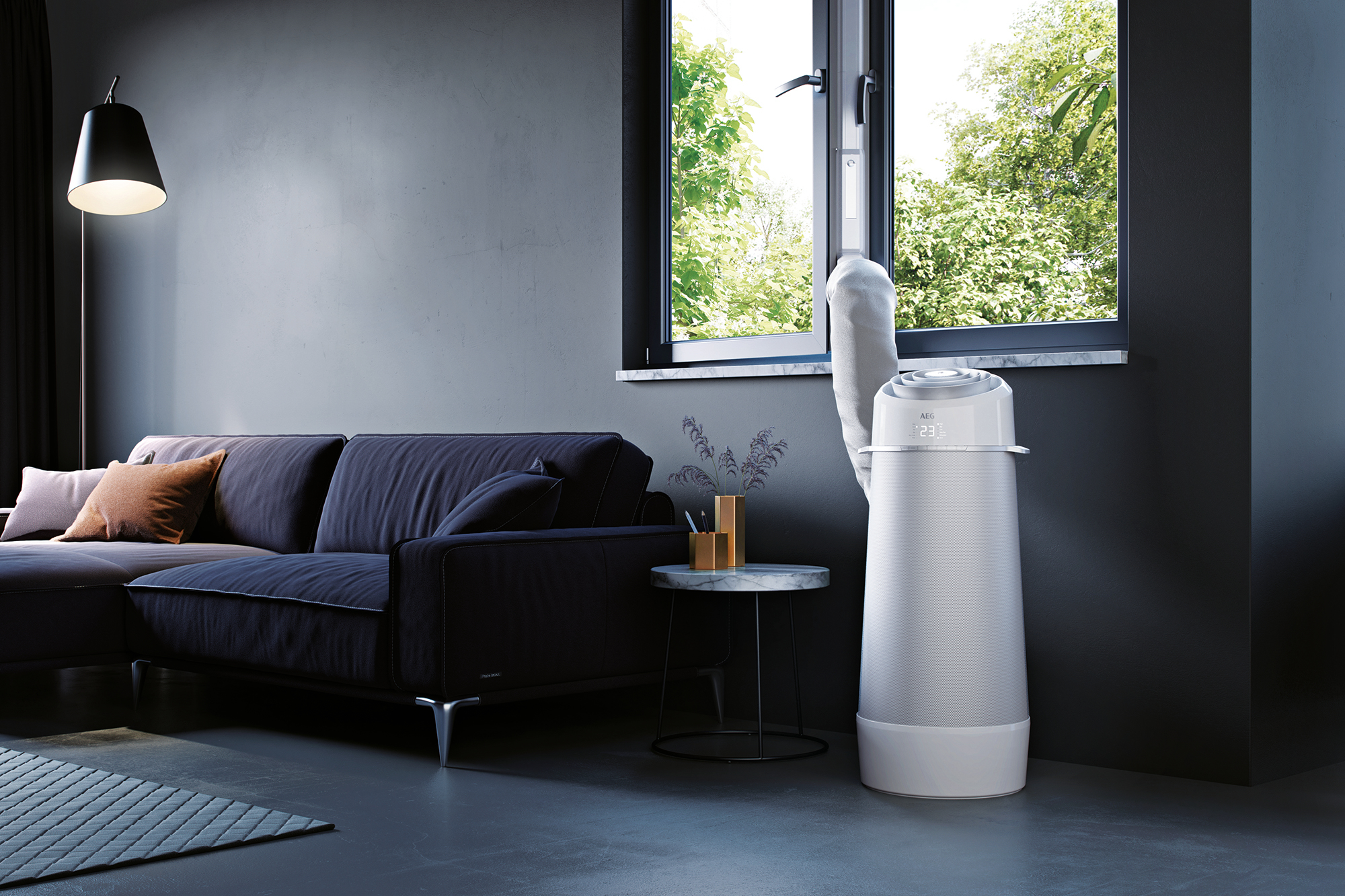 AEG AirOundio AXP26V578HW Klimagerät Silber/ Weiß (Max. Raumgröße: 40 m², EEK: A+)