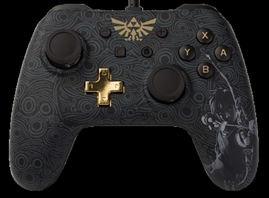 NORDIC GAME SUPPLY Switch Wired Controller Plus Zelda: Breath of the Wild Edition Controller Schwarz/Gold für Nintendo Switch