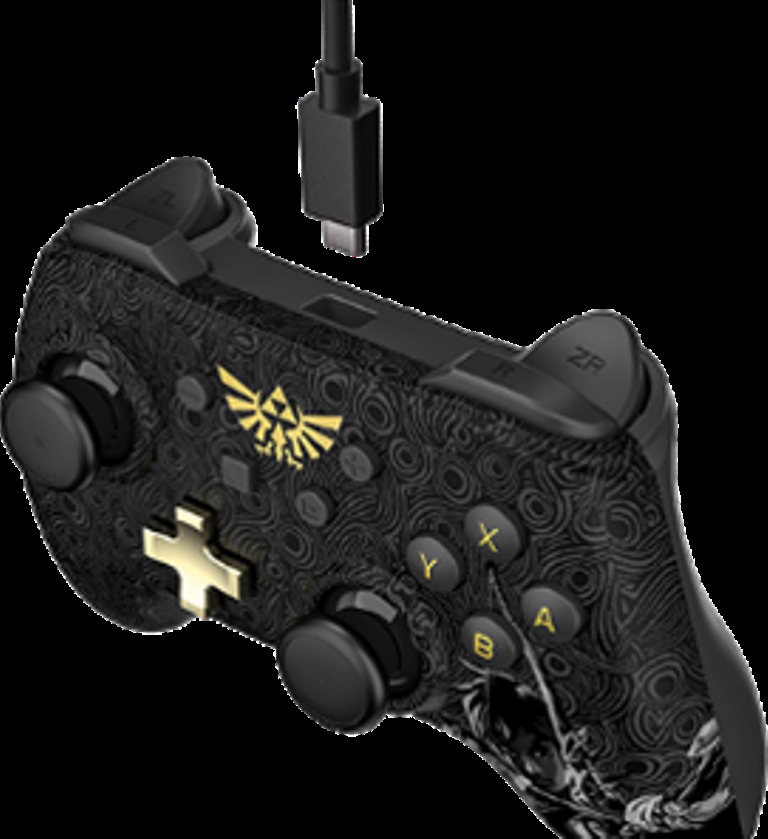 NORDIC GAME SUPPLY Switch Wired Controller Plus Zelda: Breath of the Wild Edition Controller Schwarz/Gold für Nintendo Switch