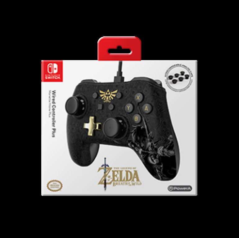 NORDIC GAME SUPPLY Switch Wired Controller Plus Zelda: Breath of the Wild Edition Controller Schwarz/Gold für Nintendo Switch