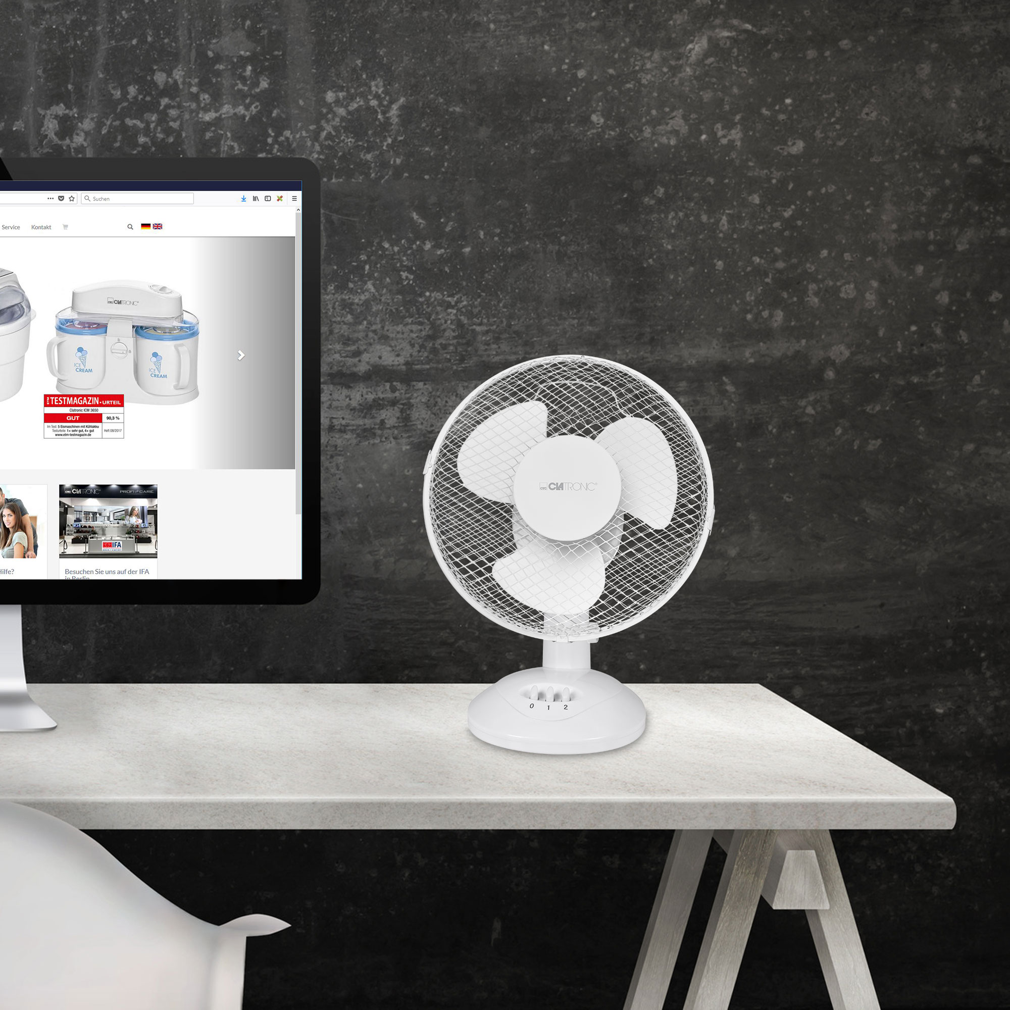 CLATRONIC VL 3601 Tischventilator Weiß (30 Watt)