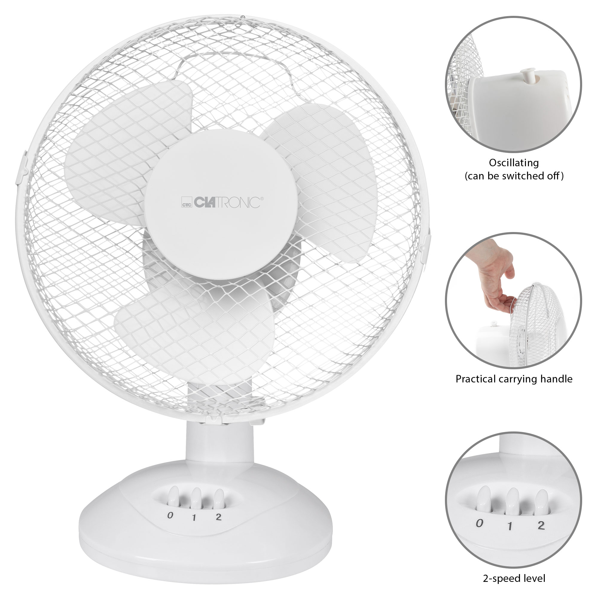 CLATRONIC VL 3601 Tischventilator Weiß (30 Watt)