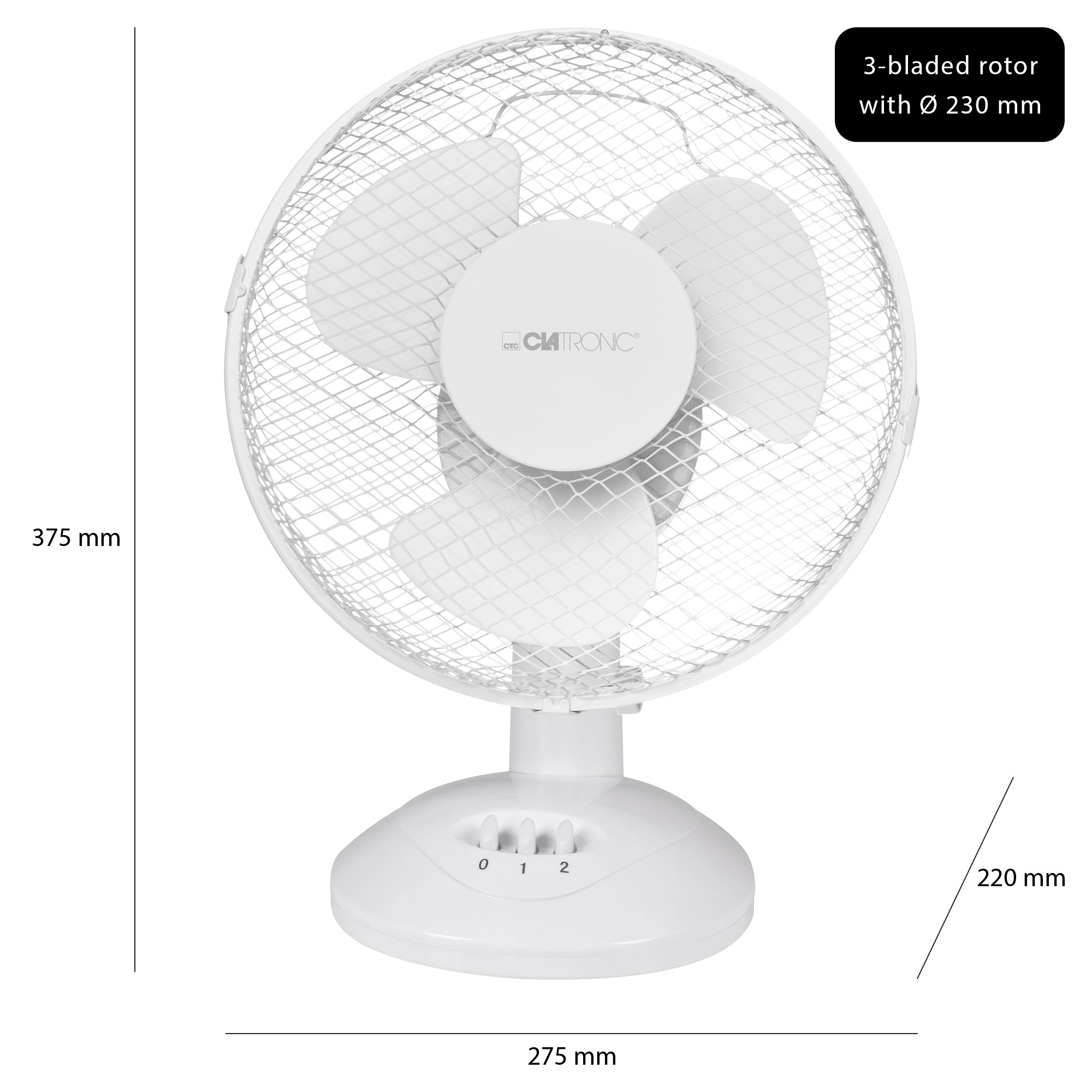 CLATRONIC VL 3601 Tischventilator Weiß (30 Watt)