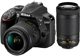 NIKON D3400 + AF-P DX NIKKOR 18-55mm f/3.5-5.6G VR + AF-P DX NIKKOR 70–300 mm f/4.5-6.3G ED VR - Appareil photo reflex Noir