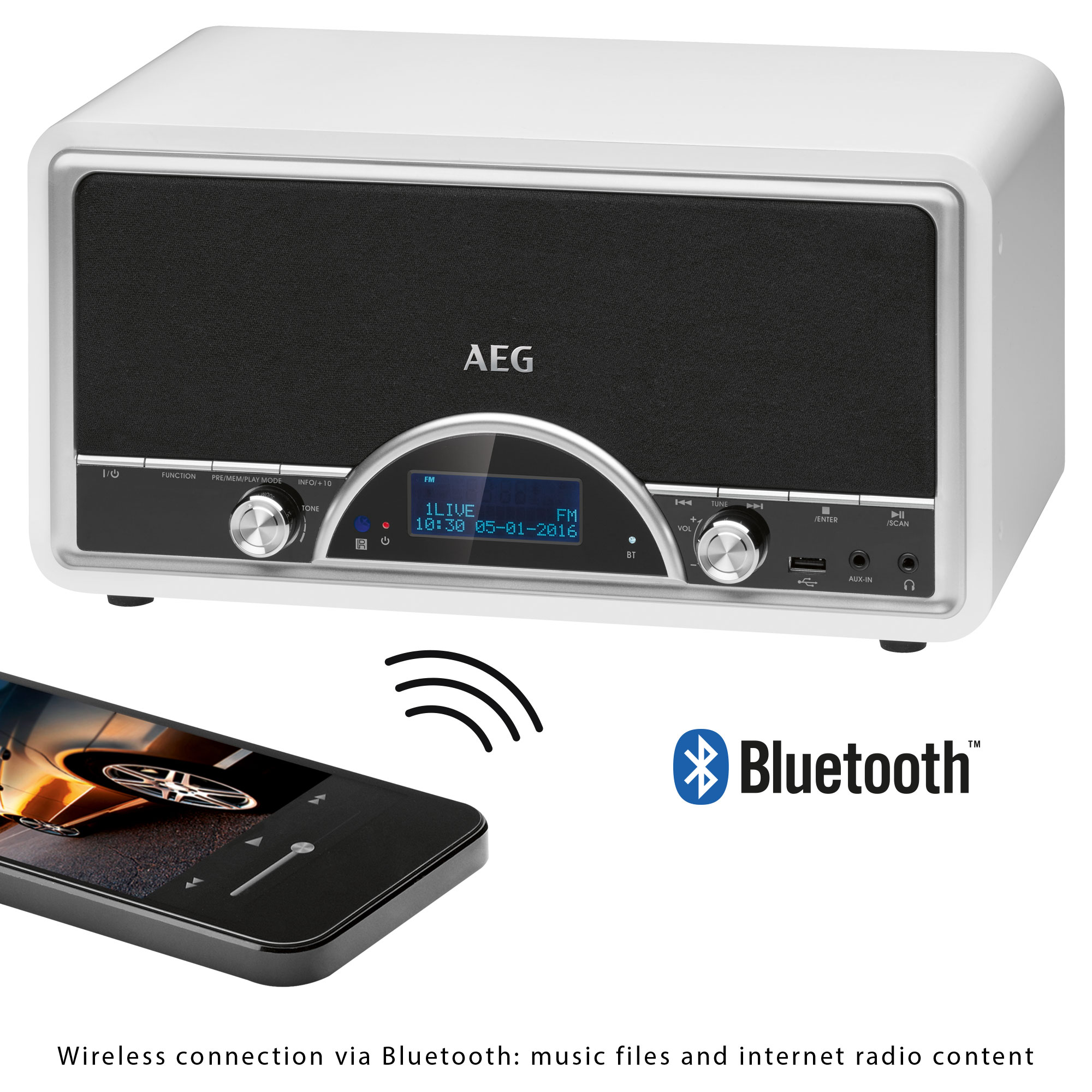 AEG AEG NDR 4378 weiß Digitalradio, DAB+, DAB, Weiß