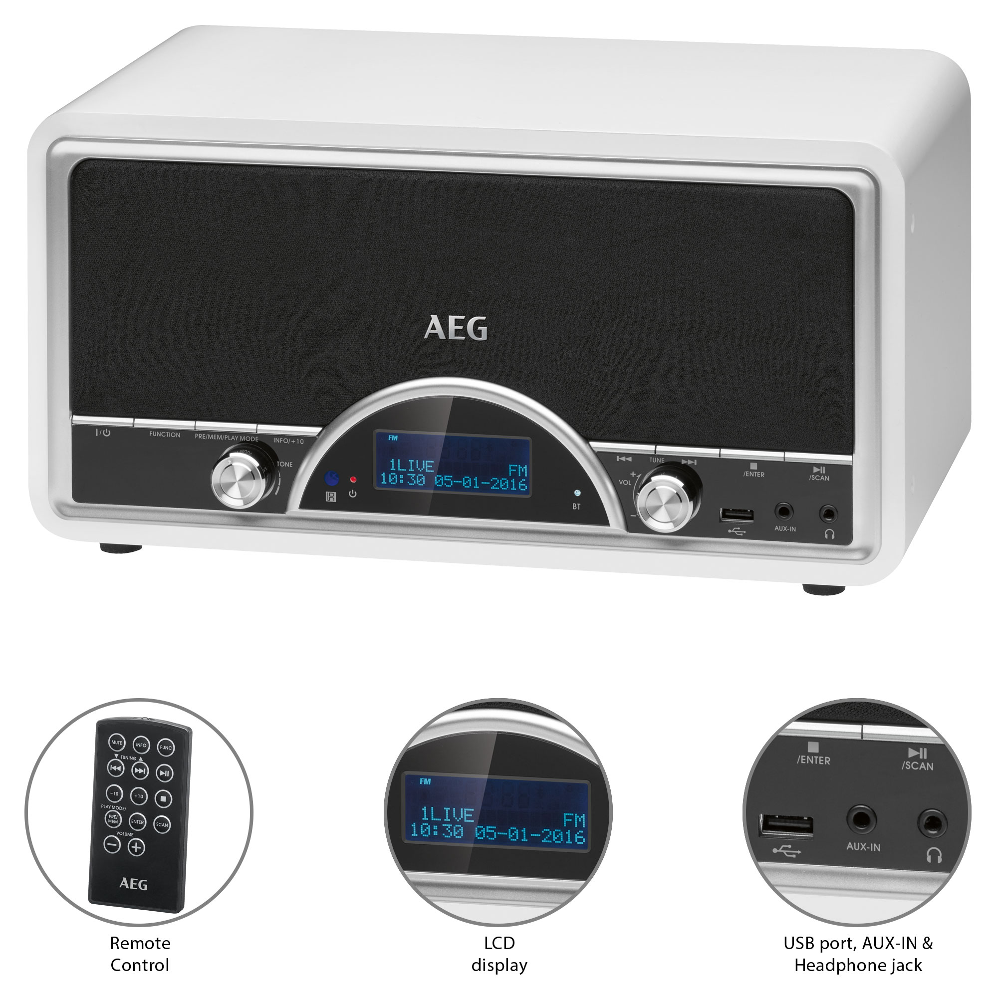 AEG AEG NDR 4378 weiß Digitalradio, DAB+, DAB, Weiß