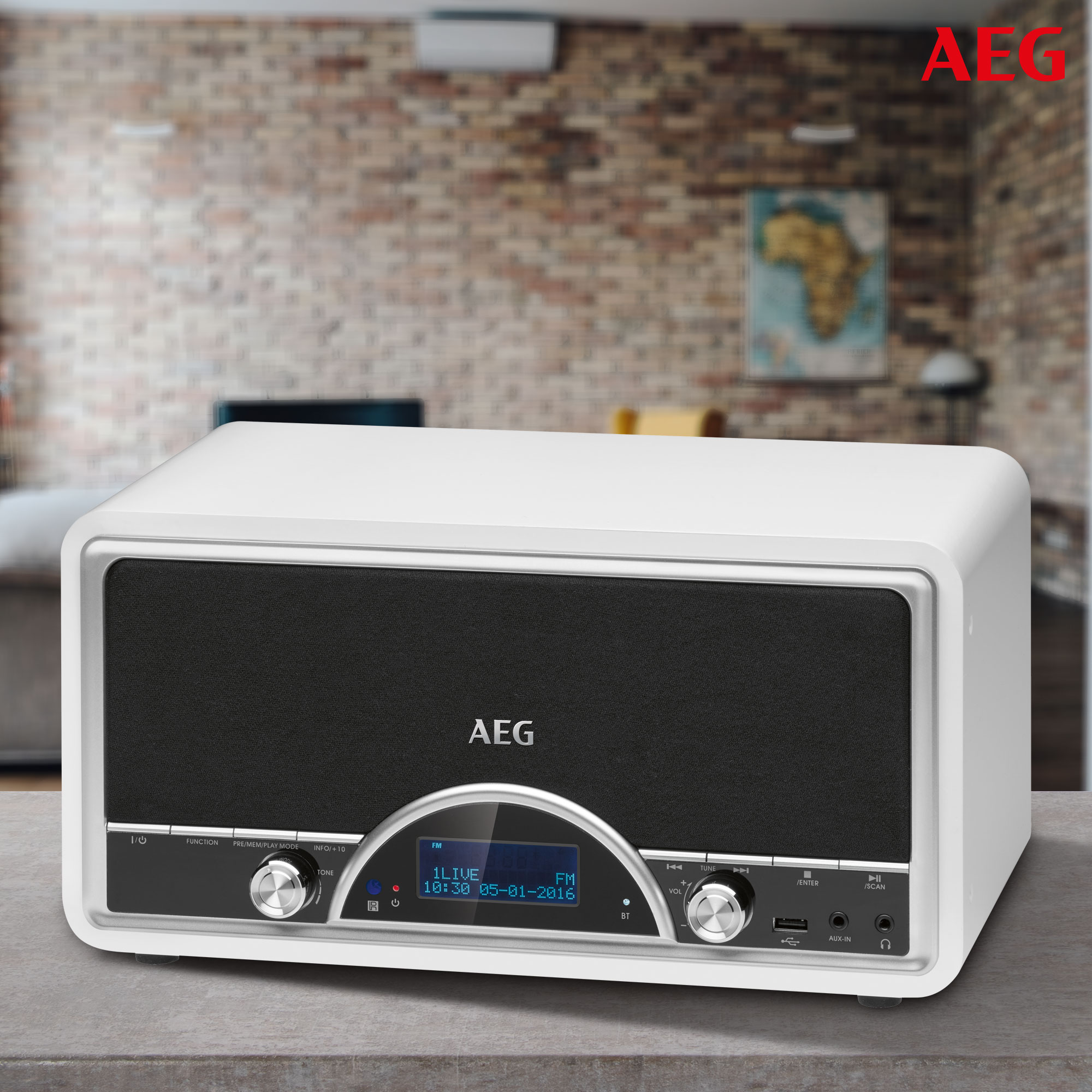 AEG AEG NDR 4378 weiß Digitalradio, DAB+, DAB, Weiß