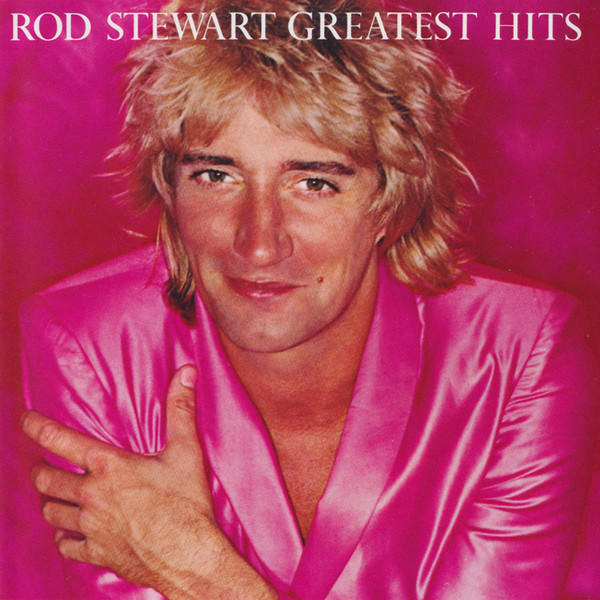 Rod Stewart Albumcover, Rod Stewart lächelt, trägt einen rosa Anzug.