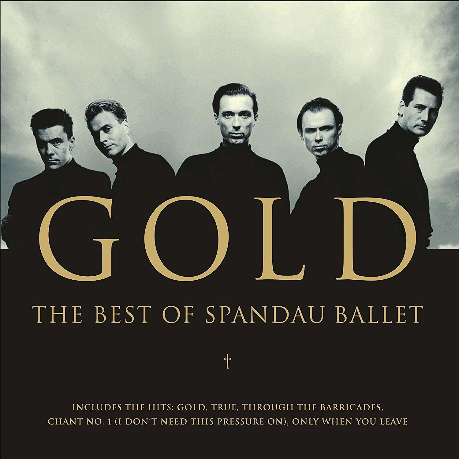 Albumcover: "Gold - The Best of Spandau Ballet", goldener Text auf schwarzem Hintergrund.