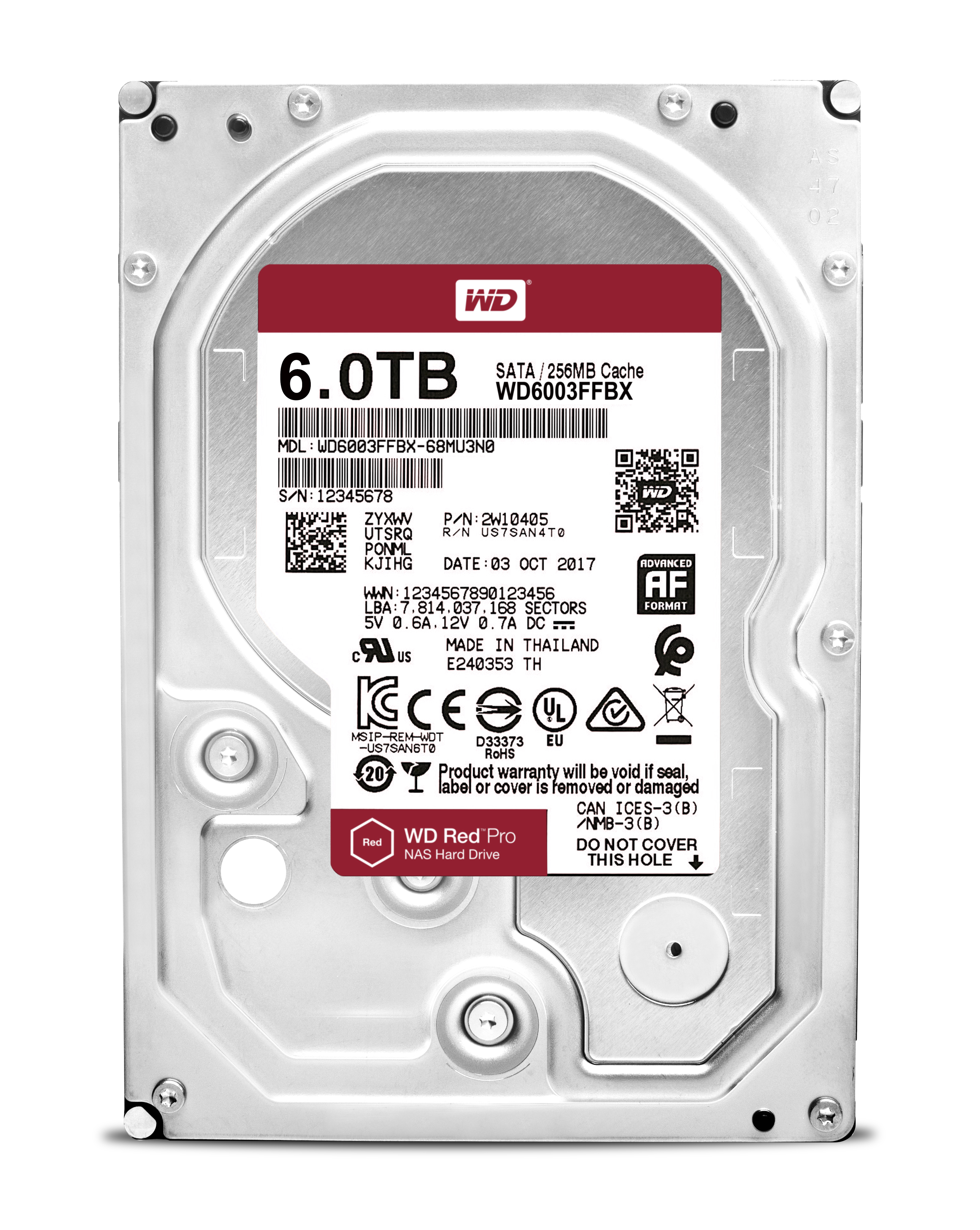 WD Red™ Pro Festplatte Bulk, 6 TB HDD SATA 6 Gbps, 3,5 Zoll, intern