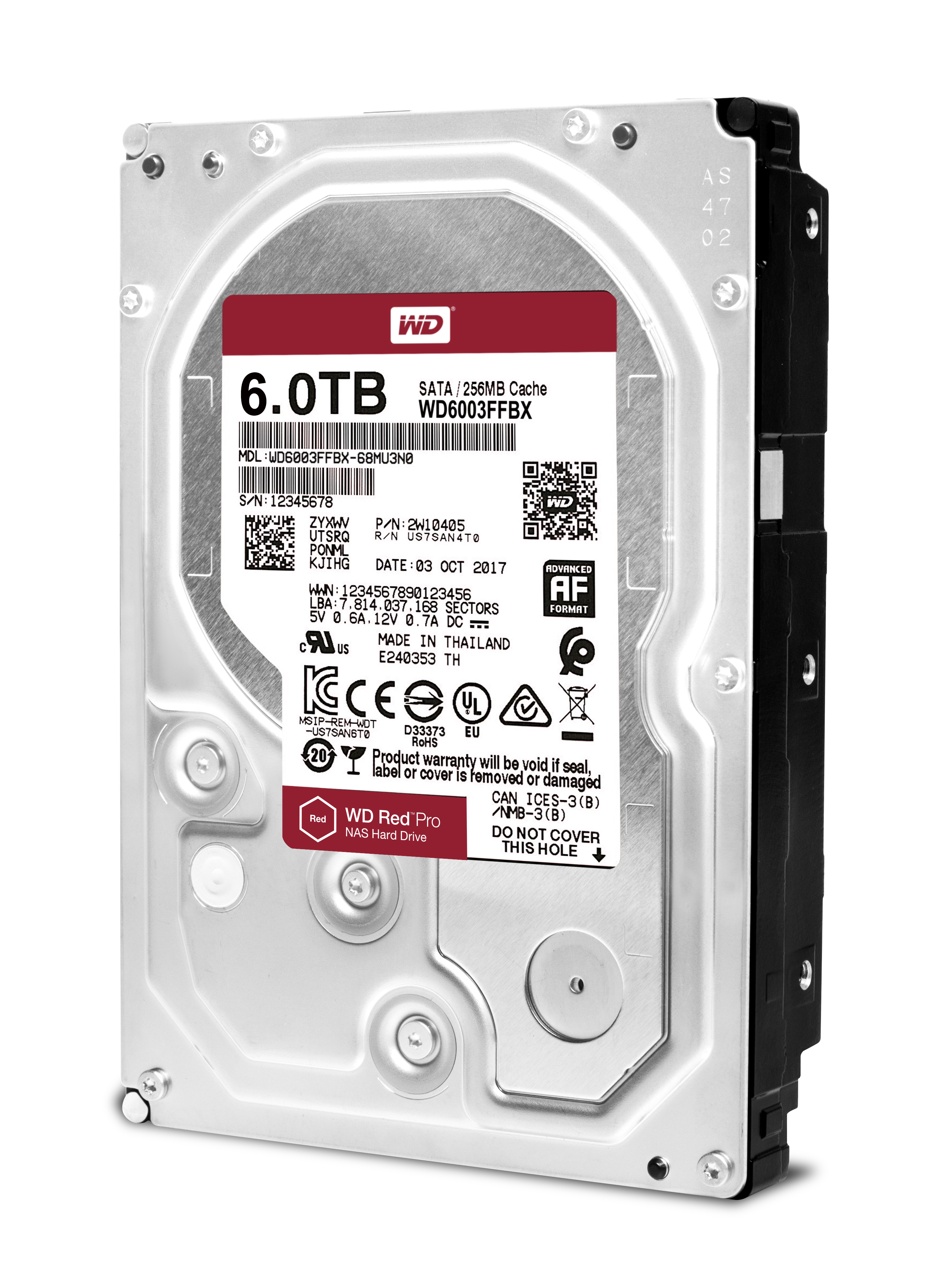 WD Red™ Pro Festplatte Bulk, 6 TB HDD SATA 6 Gbps, 3,5 Zoll, intern