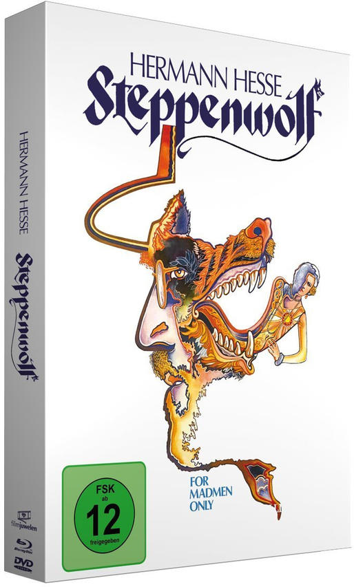 DVD-Box von Steppenwolf, mit illustriertem Cover auf weißem Hintergrund und Text.