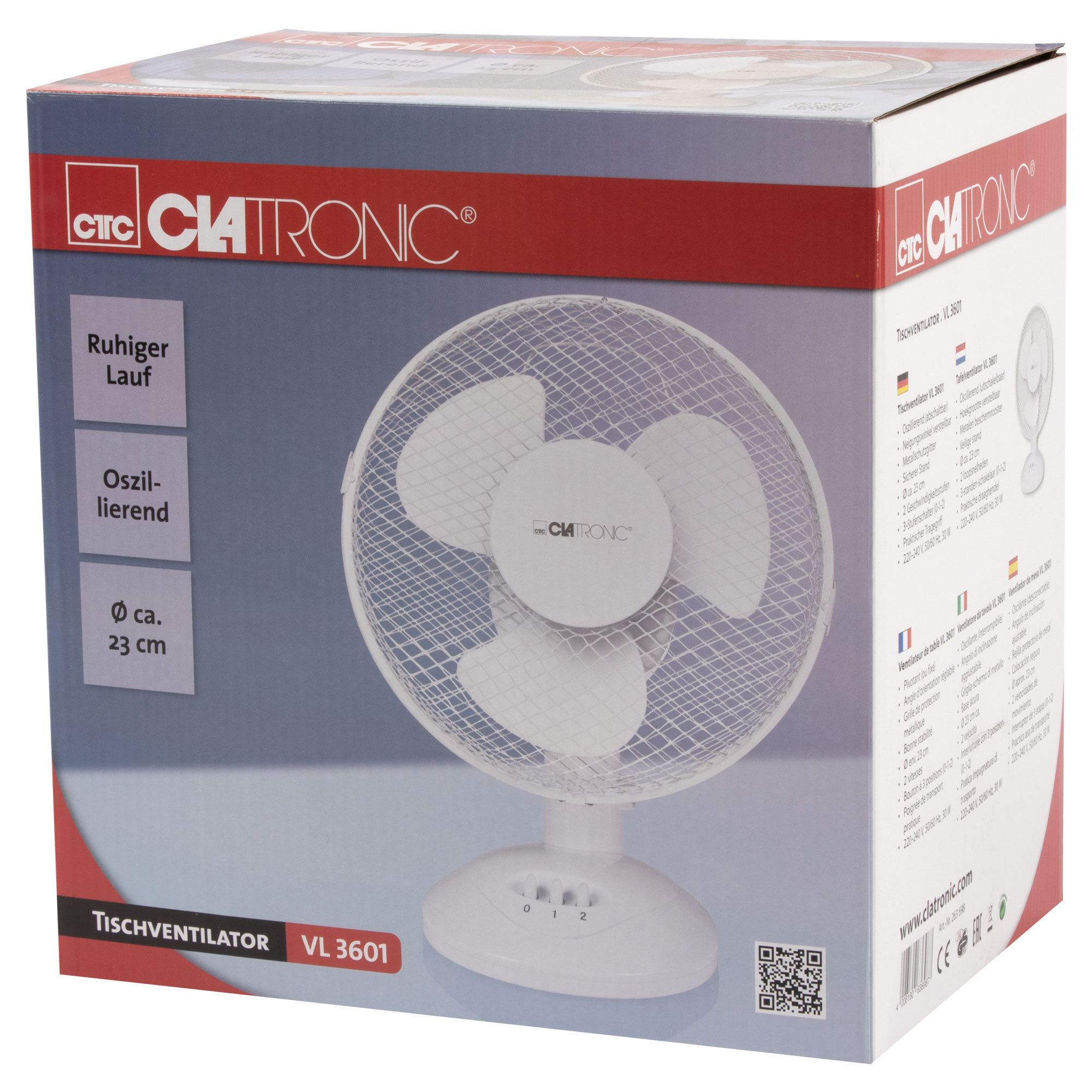 CLATRONIC VL 3601 Tischventilator Weiß (30 Watt)