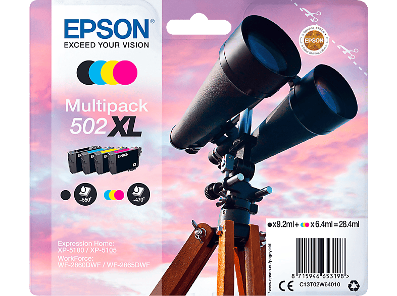 Epson 502 Xl Zwart - Cyaan Magenta Geel (c13t02w64010)