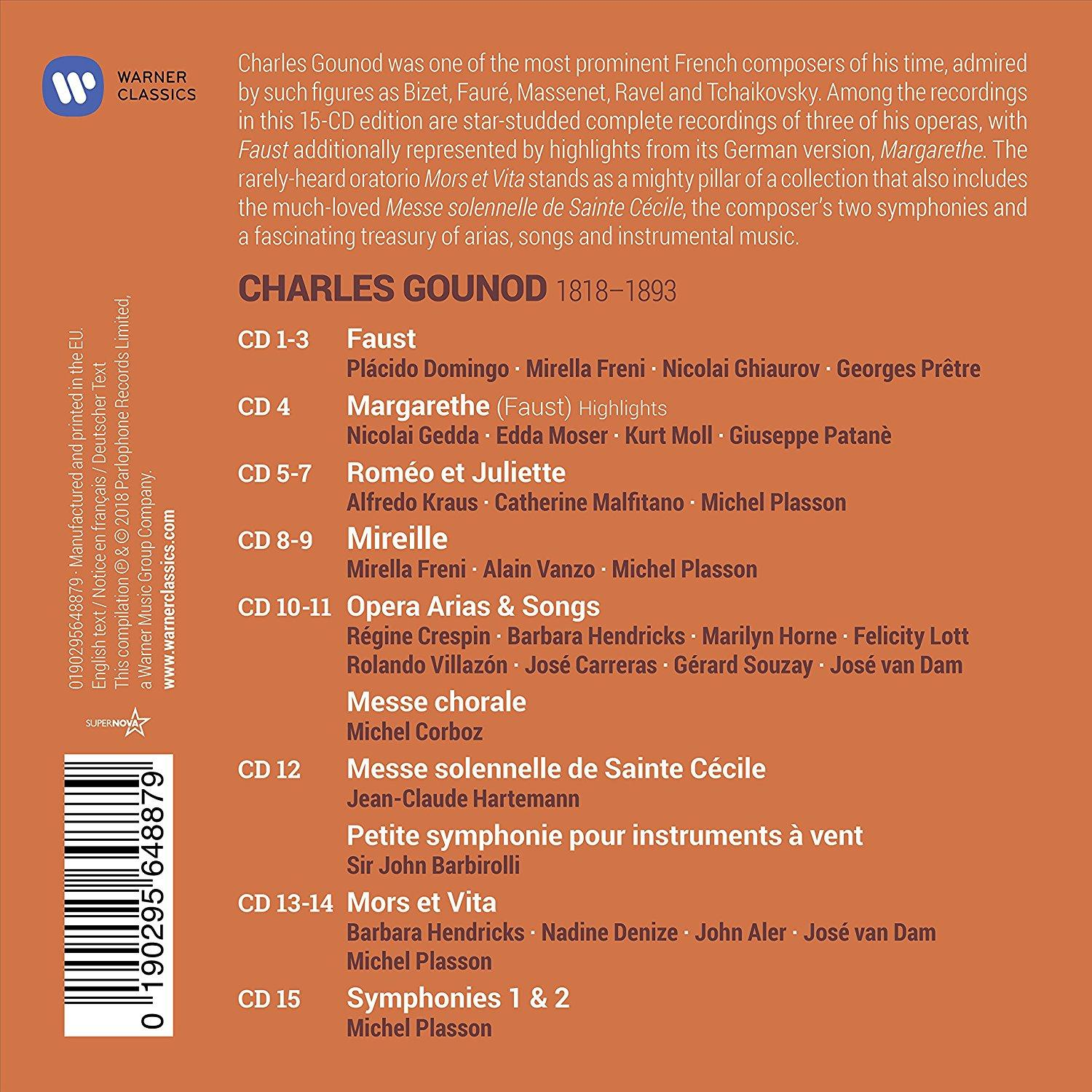 CD-Hülle mit Text über Charles Gounod und seine Kompositionen. Enthält Text und Titel.