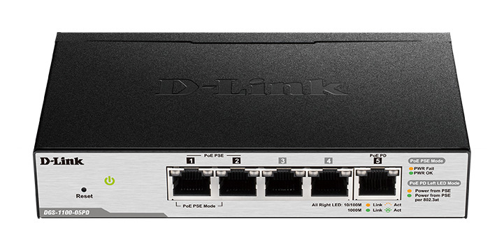 D-LINK DGS-1100-05PD  5-Port Gigabit PoE-Powered Smart Switch 5
