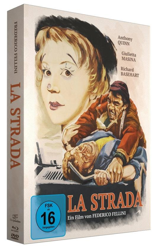 DVD-Hülle des Films 'La Strada' mit Schauspielern und Filmtitel sichtbar.