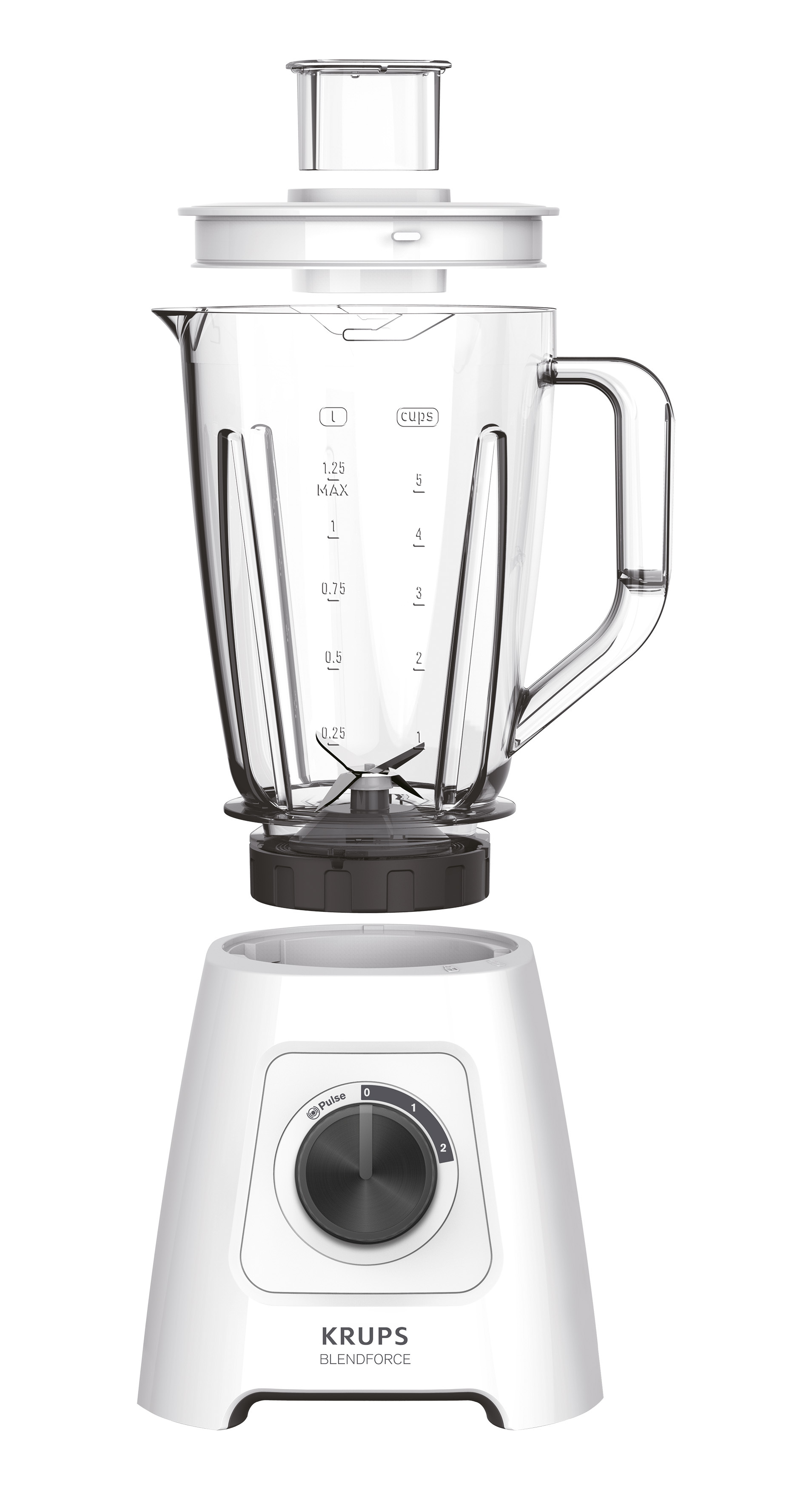 KRUPS KB4201 Blendforce Standmixer Weiß (600 Watt, 1.25 l)