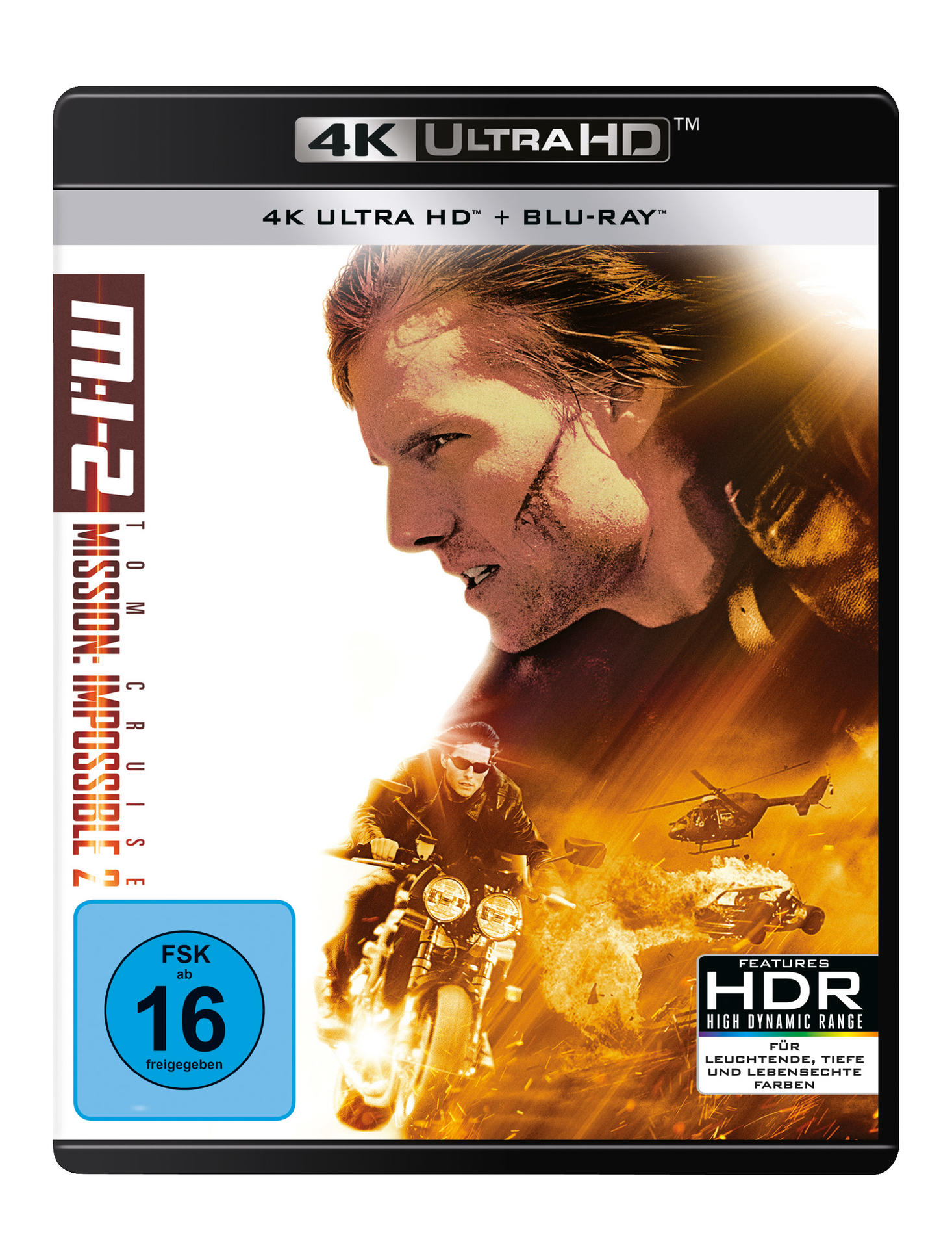 Mission: Impossible 7 Filmcover mit Tom Cruise auf einem Motorrad.