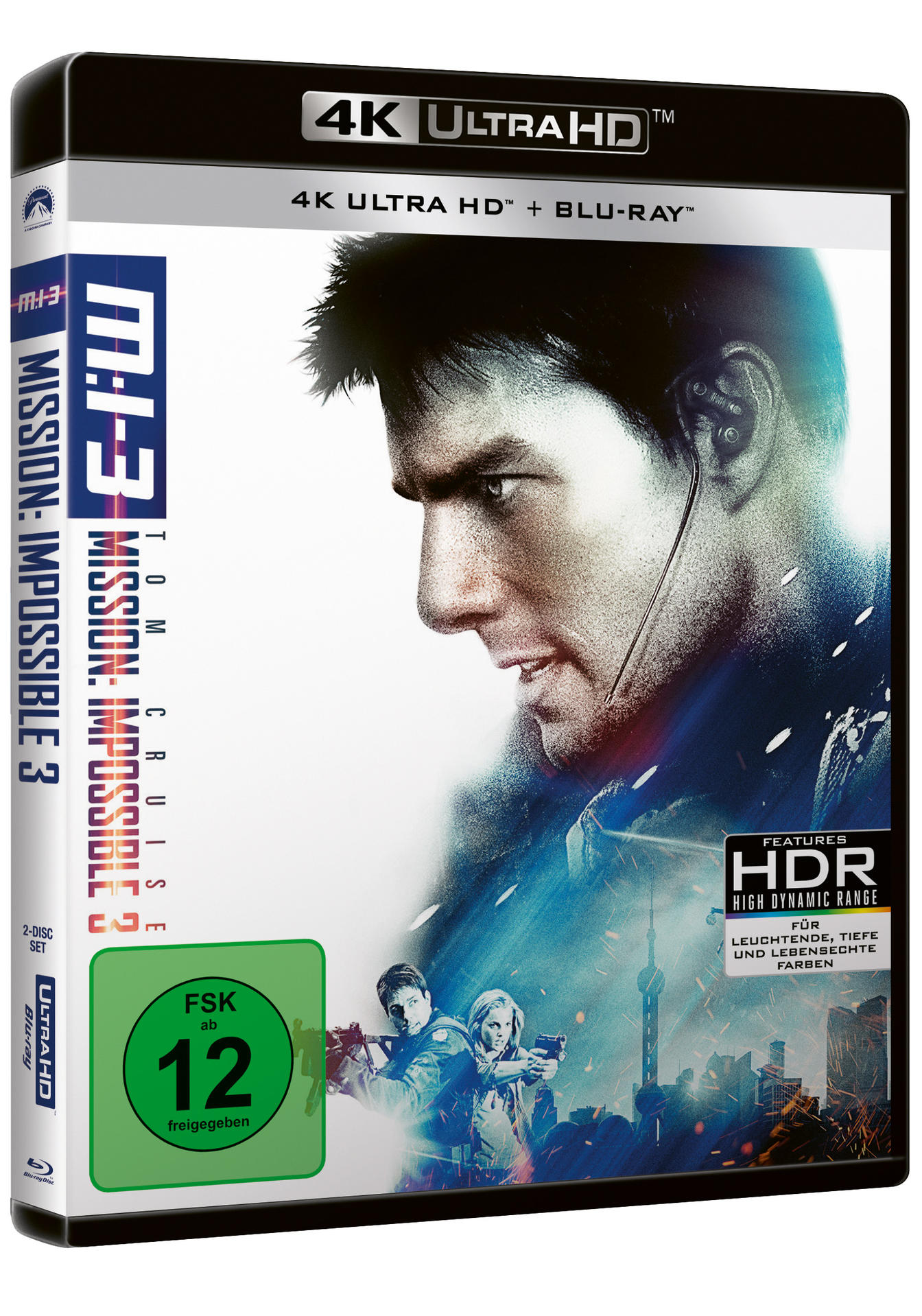 Filmcover von Mission: Impossible 3, mit Tom Cruise. Zeigt Filmtitel und Schauspieler.