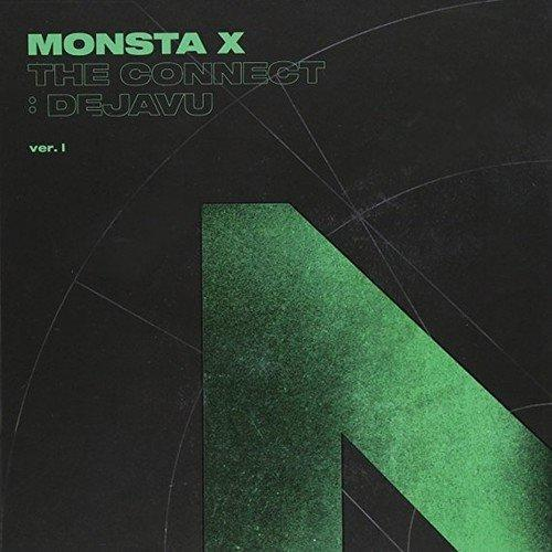 Monsta X albumhoes. Groen en zwart kleurenschema.