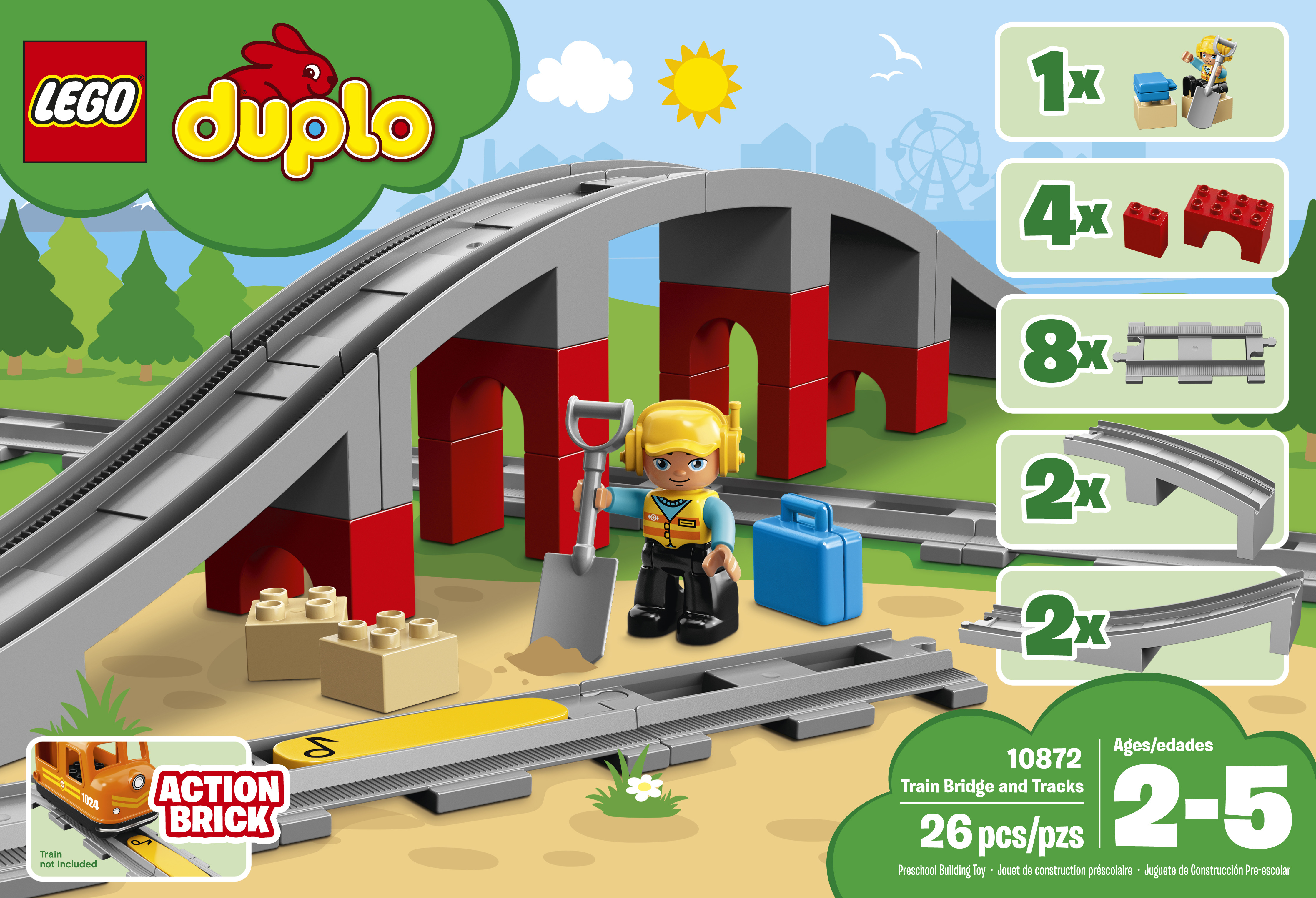 LEGO 10872 Eisenbahnbrücke und Bausatz, Mehrfarbig Schienen