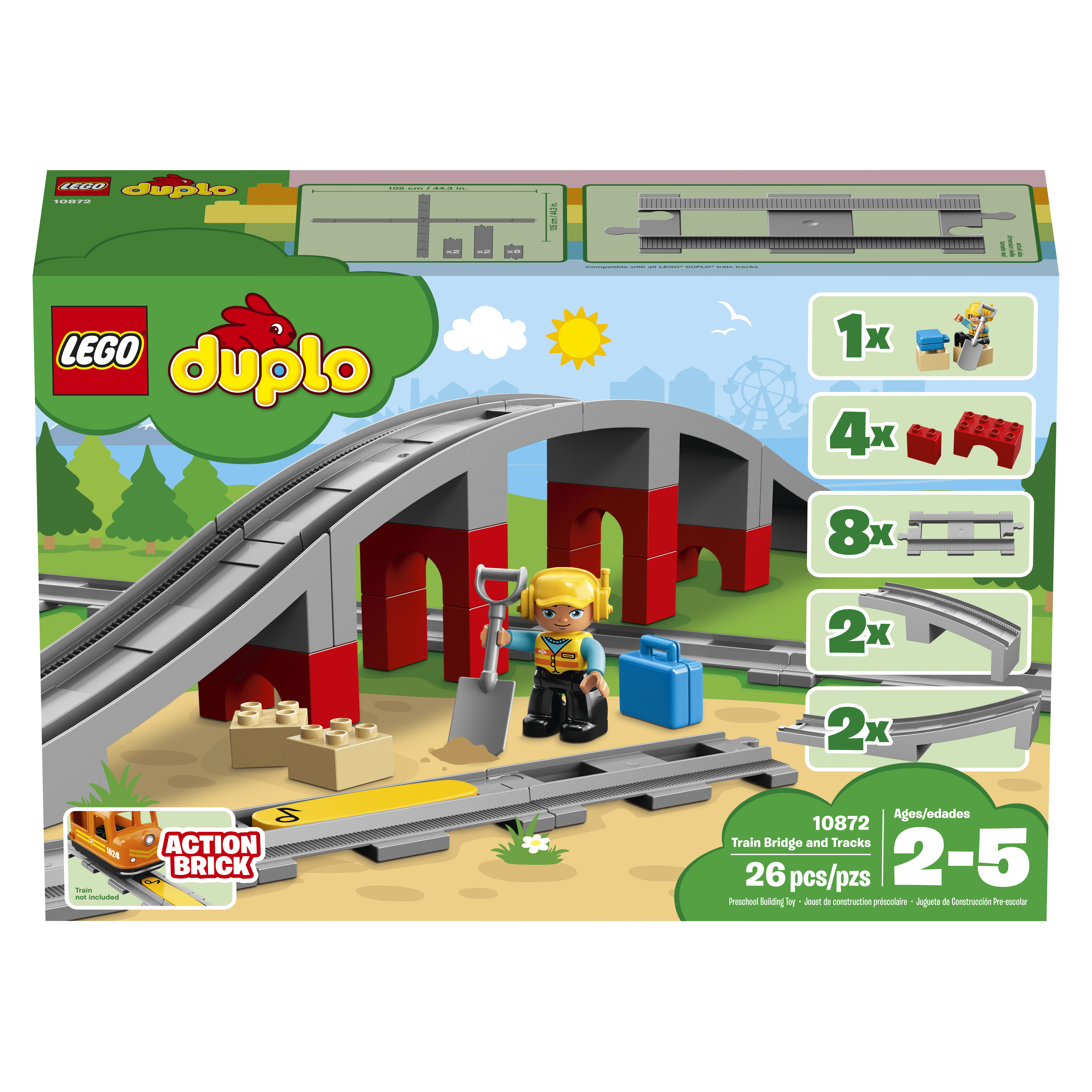 LEGO 10872 Eisenbahnbrücke und Bausatz, Mehrfarbig Schienen