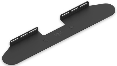Support de barre de son Sonos noir, avec deux supports de montage et une conception incurvée pour le placement de la barre de son.